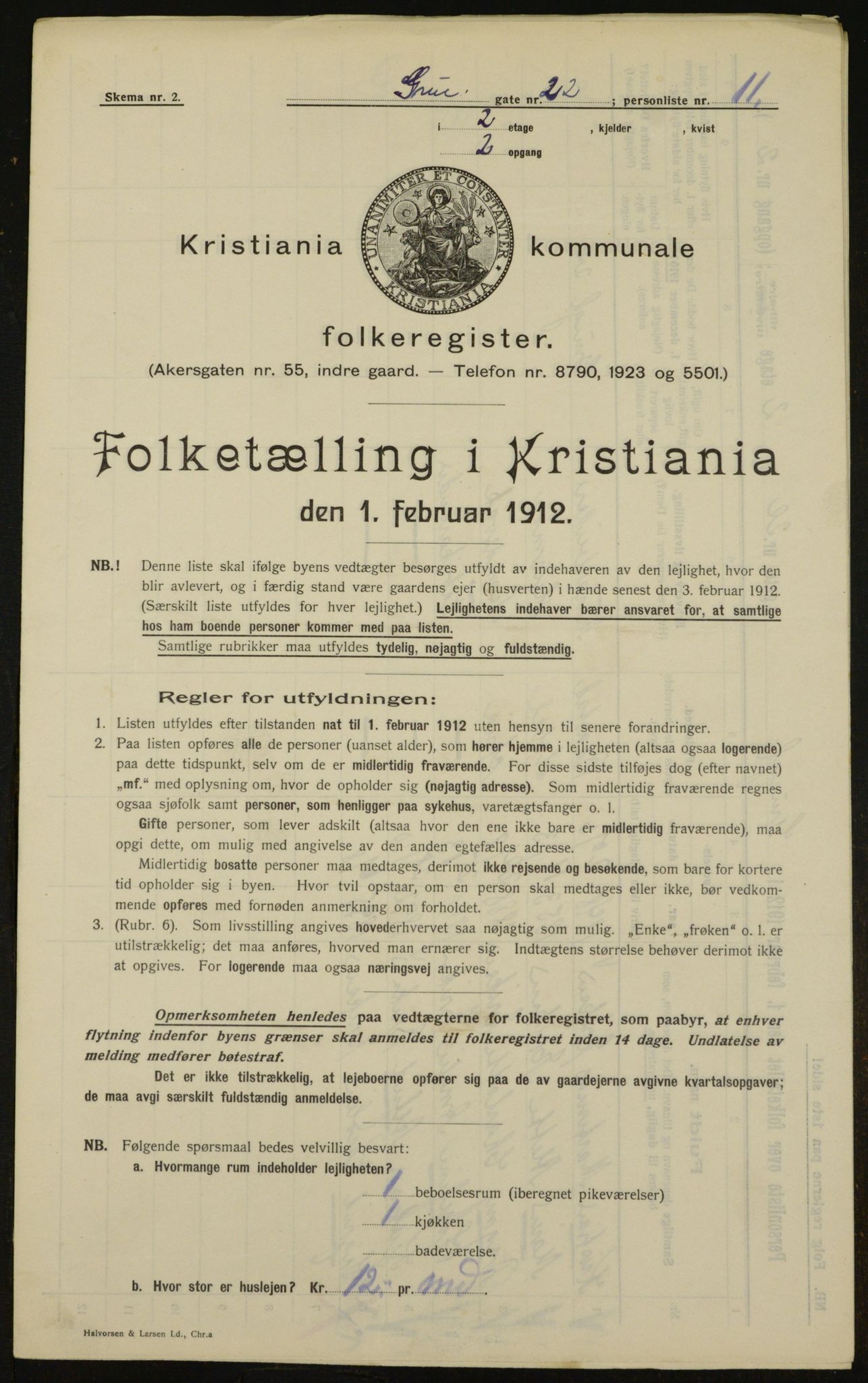 OBA, Municipal Census 1912 for Kristiania, 1912, p. 30460