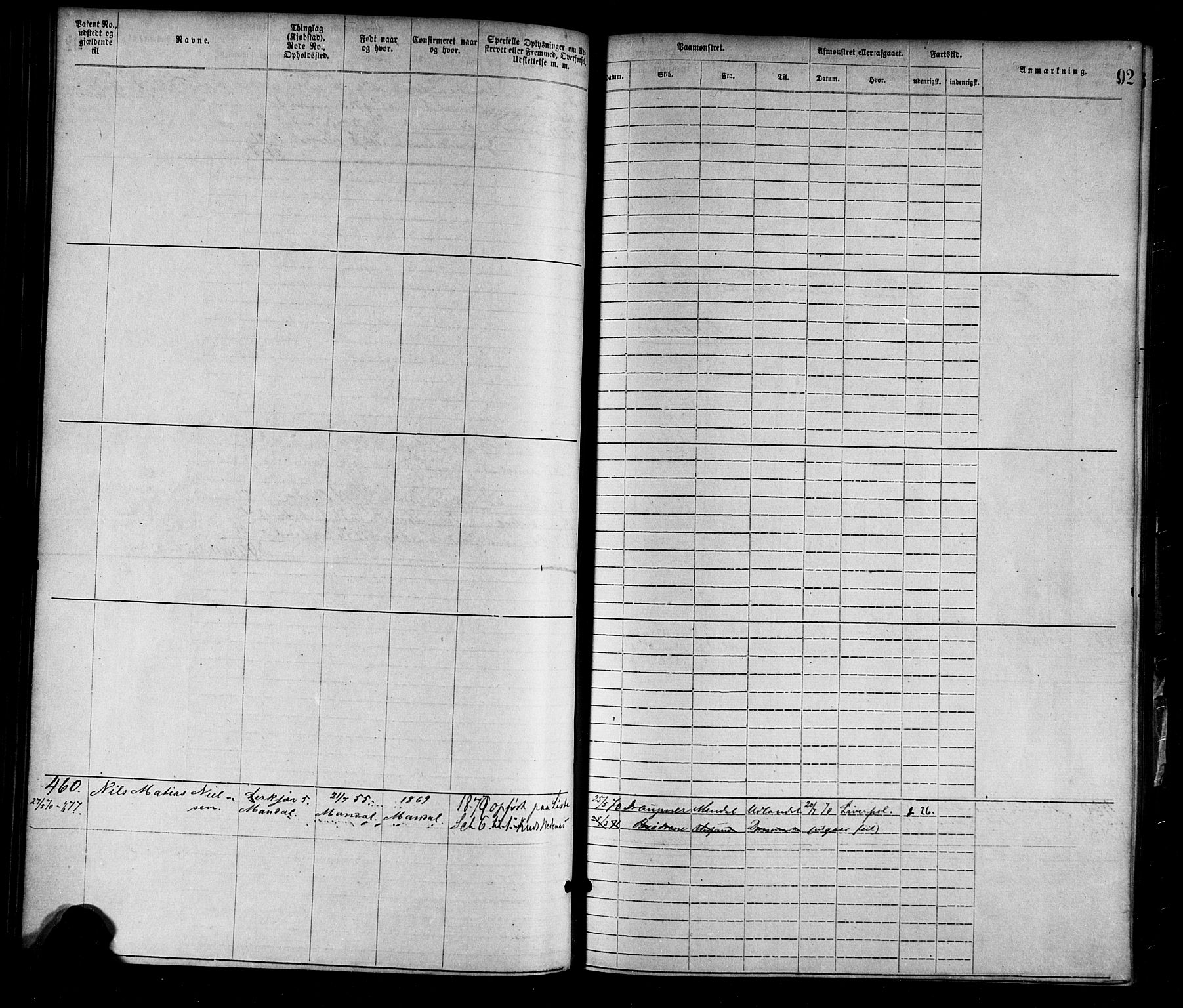 Mandal mønstringskrets, SAK/2031-0016/F/Fa/L0001: Annotasjonsrulle nr 1-1920 med register, L-3, 1869-1881, p. 120