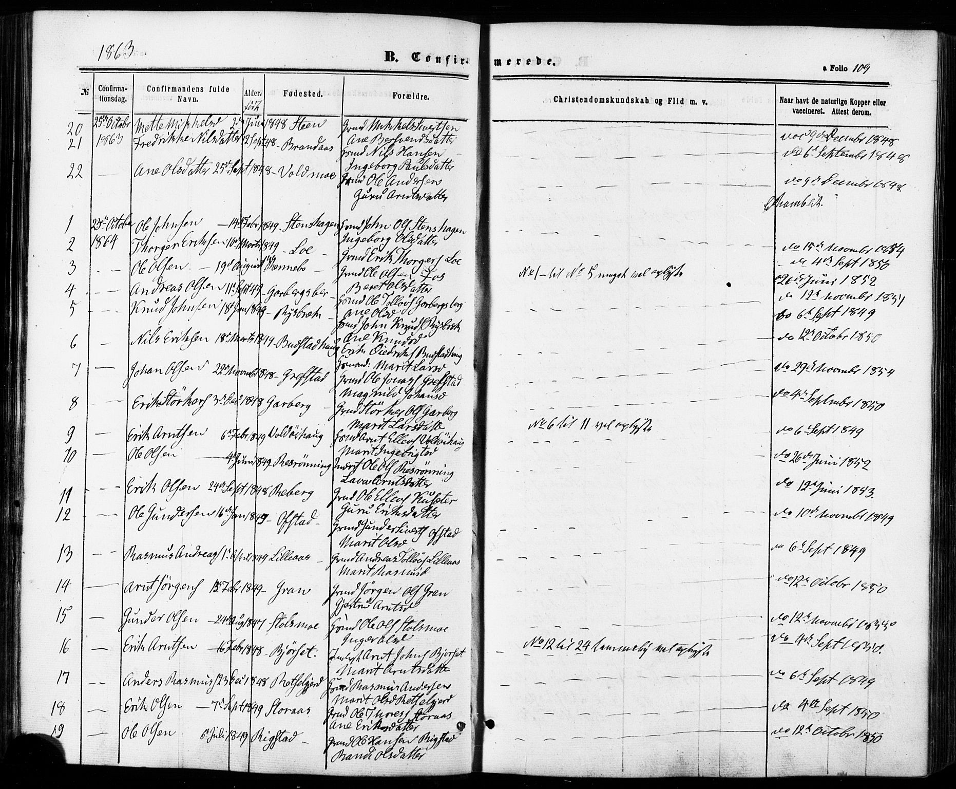 Ministerialprotokoller, klokkerbøker og fødselsregistre - Sør-Trøndelag, AV/SAT-A-1456/672/L0856: Parish register (official) no. 672A08, 1861-1881, p. 109