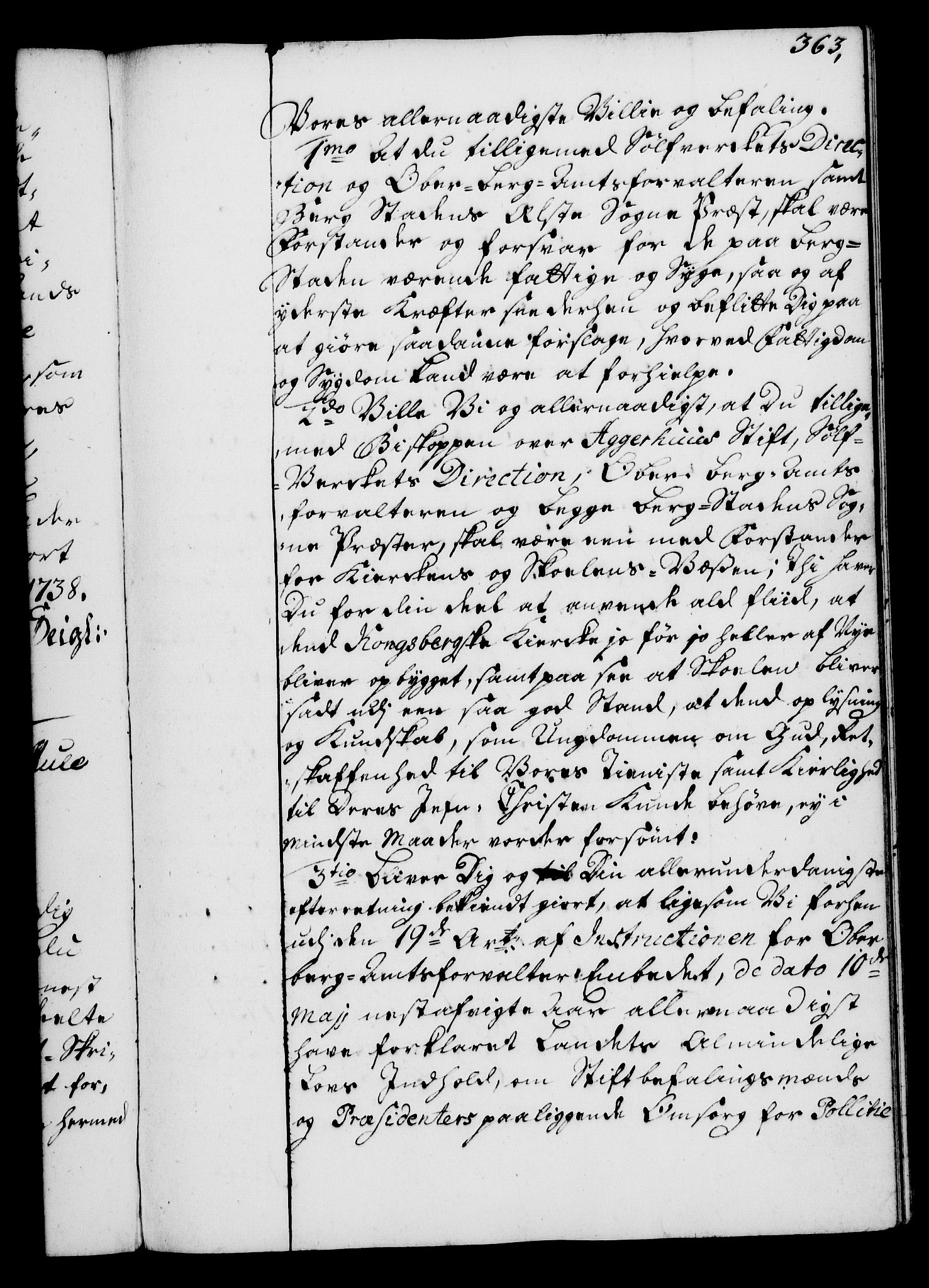 Rentekammeret, Kammerkanselliet, RA/EA-3111/G/Gg/Gga/L0004: Norsk ekspedisjonsprotokoll med register (merket RK 53.4), 1734-1741, p. 363