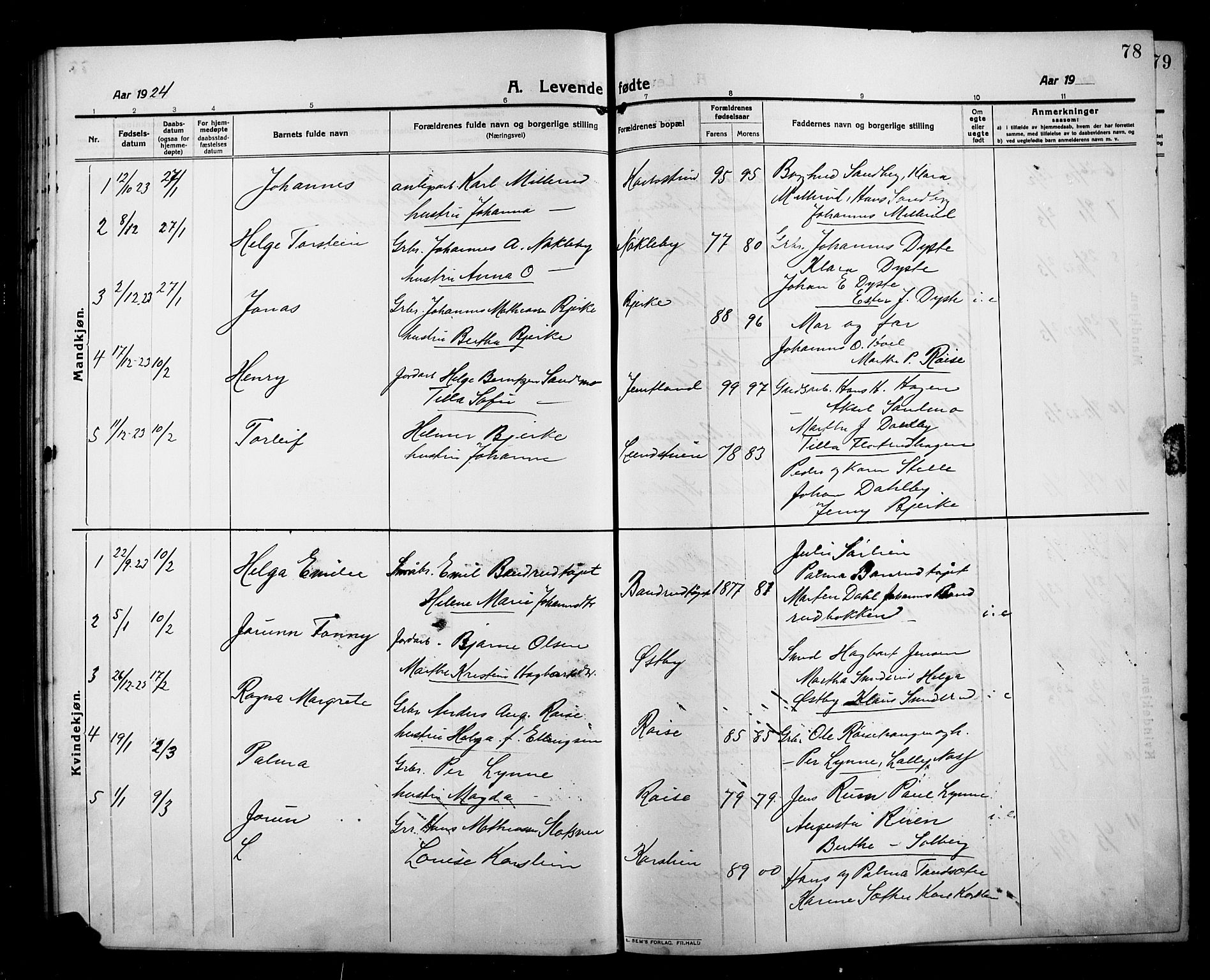 Kolbu prestekontor, AV/SAH-PREST-110/H/Ha/Hab/L0001: Parish register (copy) no. 1, 1912-1925, p. 78