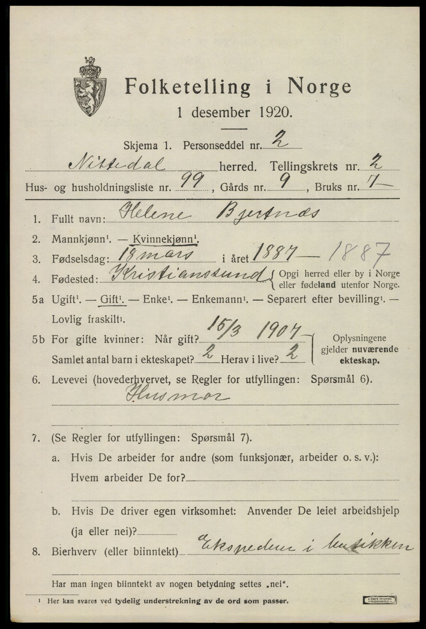 SAO, 1920 census for Nittedal, 1920, p. 2892