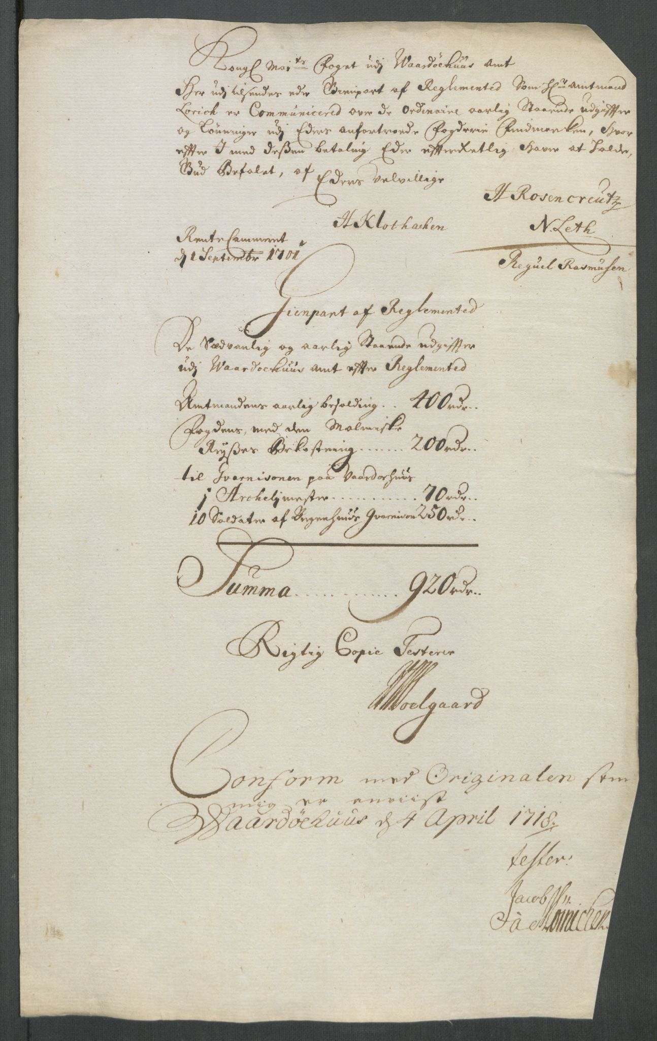 Rentekammeret inntil 1814, Reviderte regnskaper, Fogderegnskap, AV/RA-EA-4092/R69/L4857: Fogderegnskap Finnmark/Vardøhus, 1716-1718, p. 355