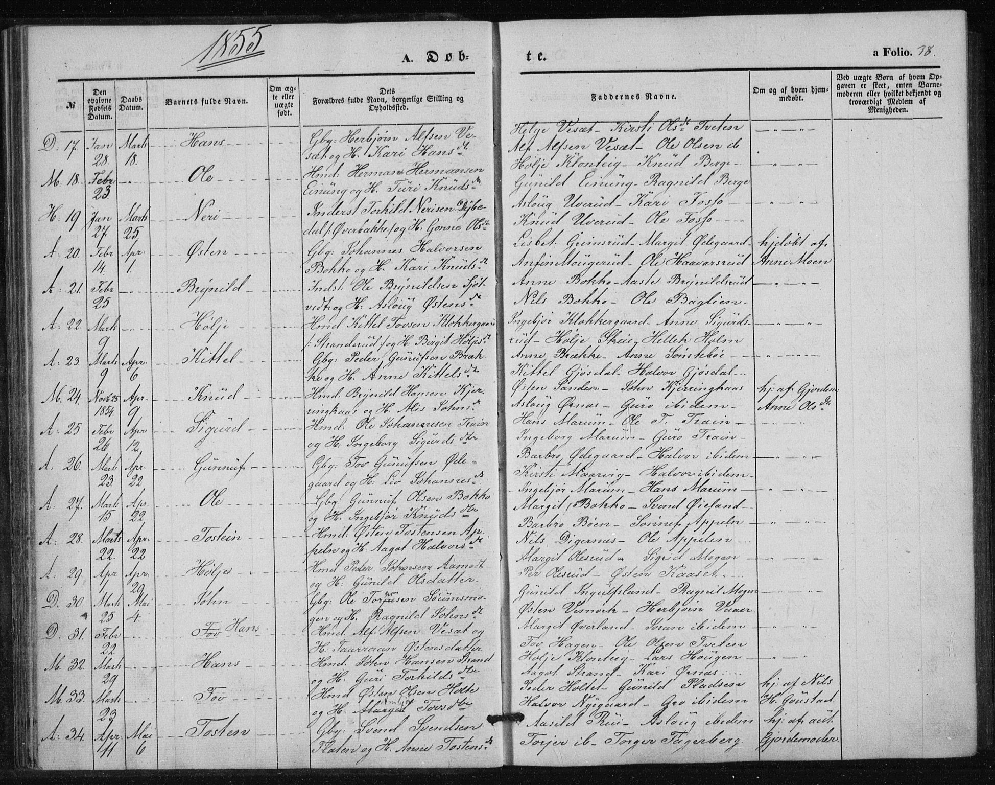 Tinn kirkebøker, AV/SAKO-A-308/F/Fa/L0005: Parish register (official) no. I 5, 1844-1856, p. 38