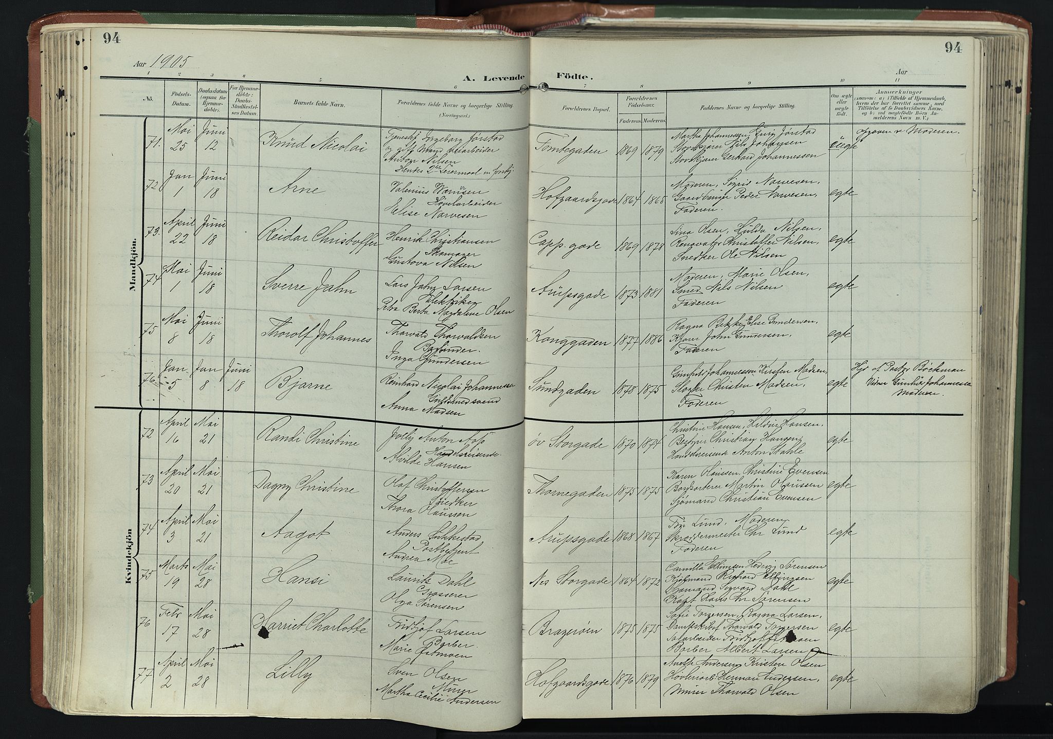 Bragernes kirkebøker, AV/SAKO-A-6/F/Fb/L0009: Parish register (official) no. II 9, 1902-1911, p. 94