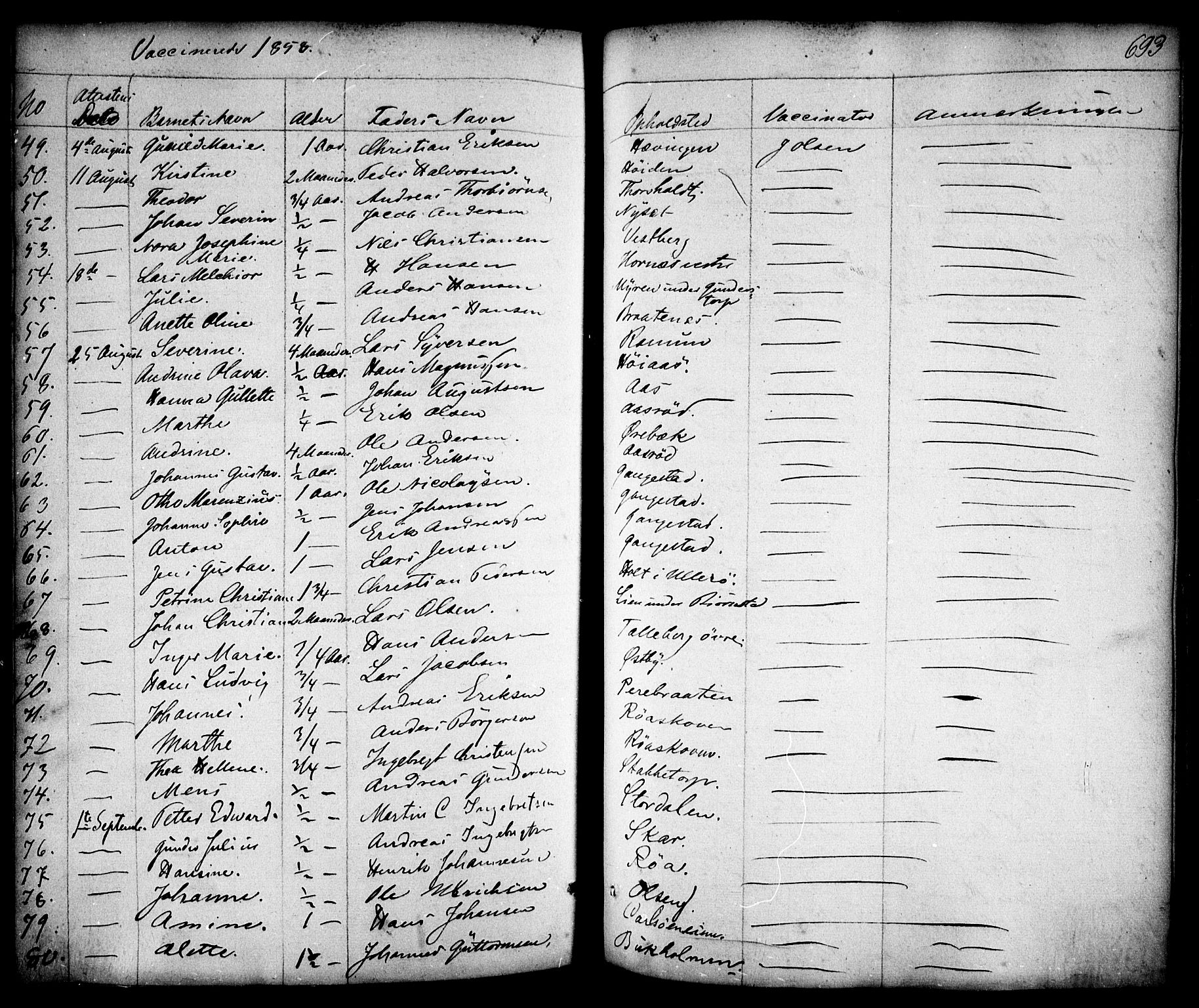 Skjeberg prestekontor Kirkebøker, AV/SAO-A-10923/F/Fa/L0006: Parish register (official) no. I 6, 1846-1858, p. 693