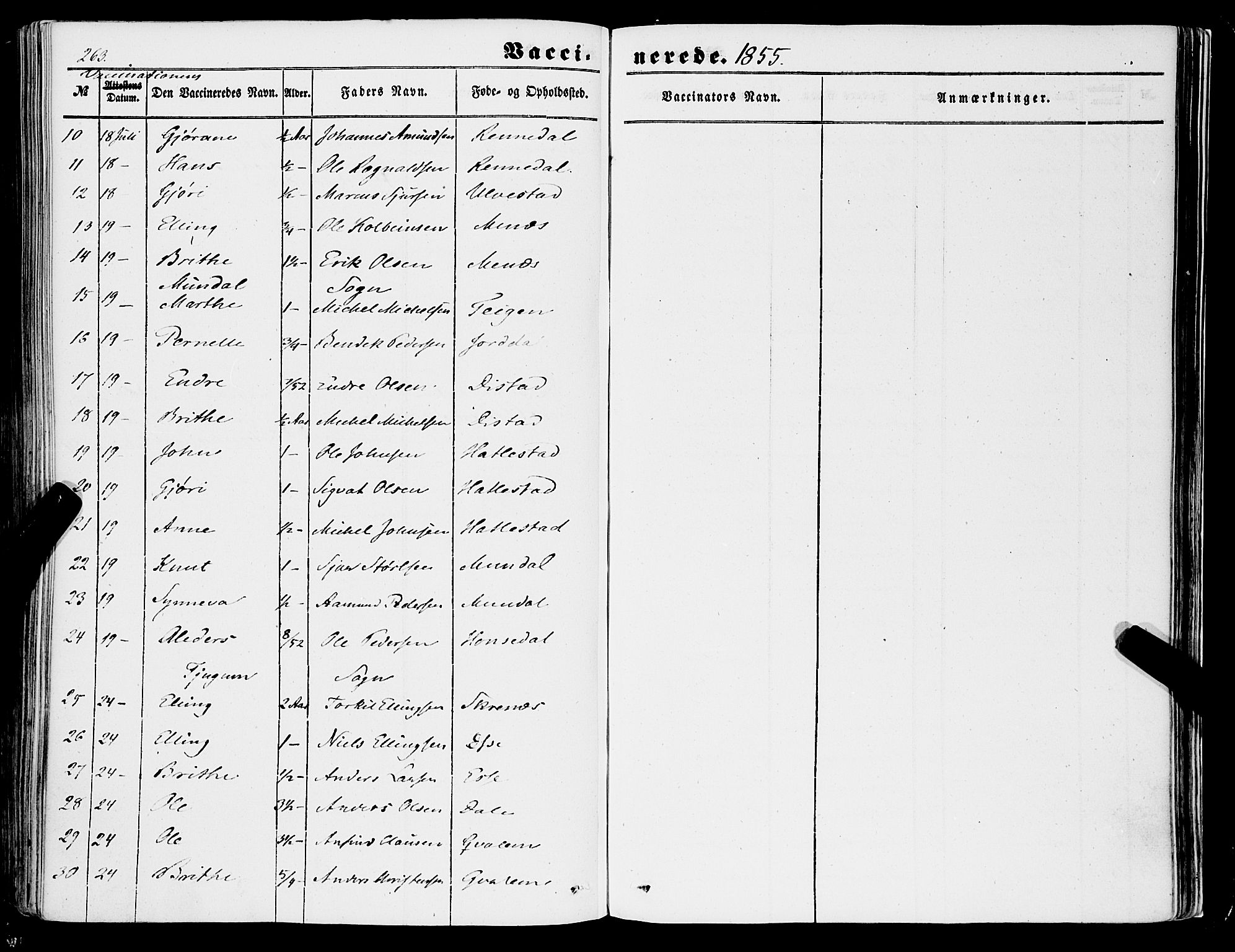 Balestrand sokneprestembete, AV/SAB-A-79601/H/Haa/Haaa/L0002: Parish register (official) no. A 2, 1847-1866, p. 263