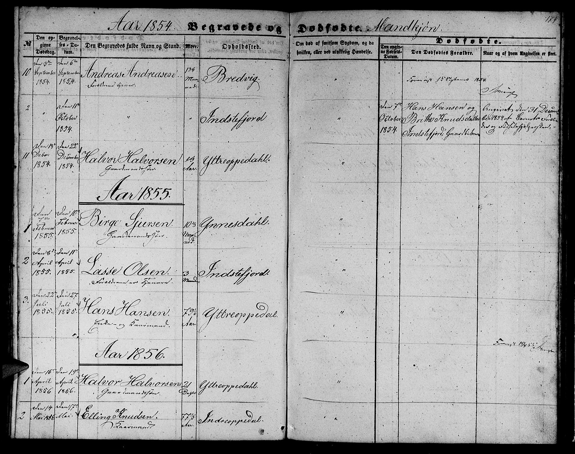 Gulen sokneprestembete, AV/SAB-A-80201/H/Hab/Habc/L0001: Parish register (copy) no. C 1, 1853-1880, p. 174