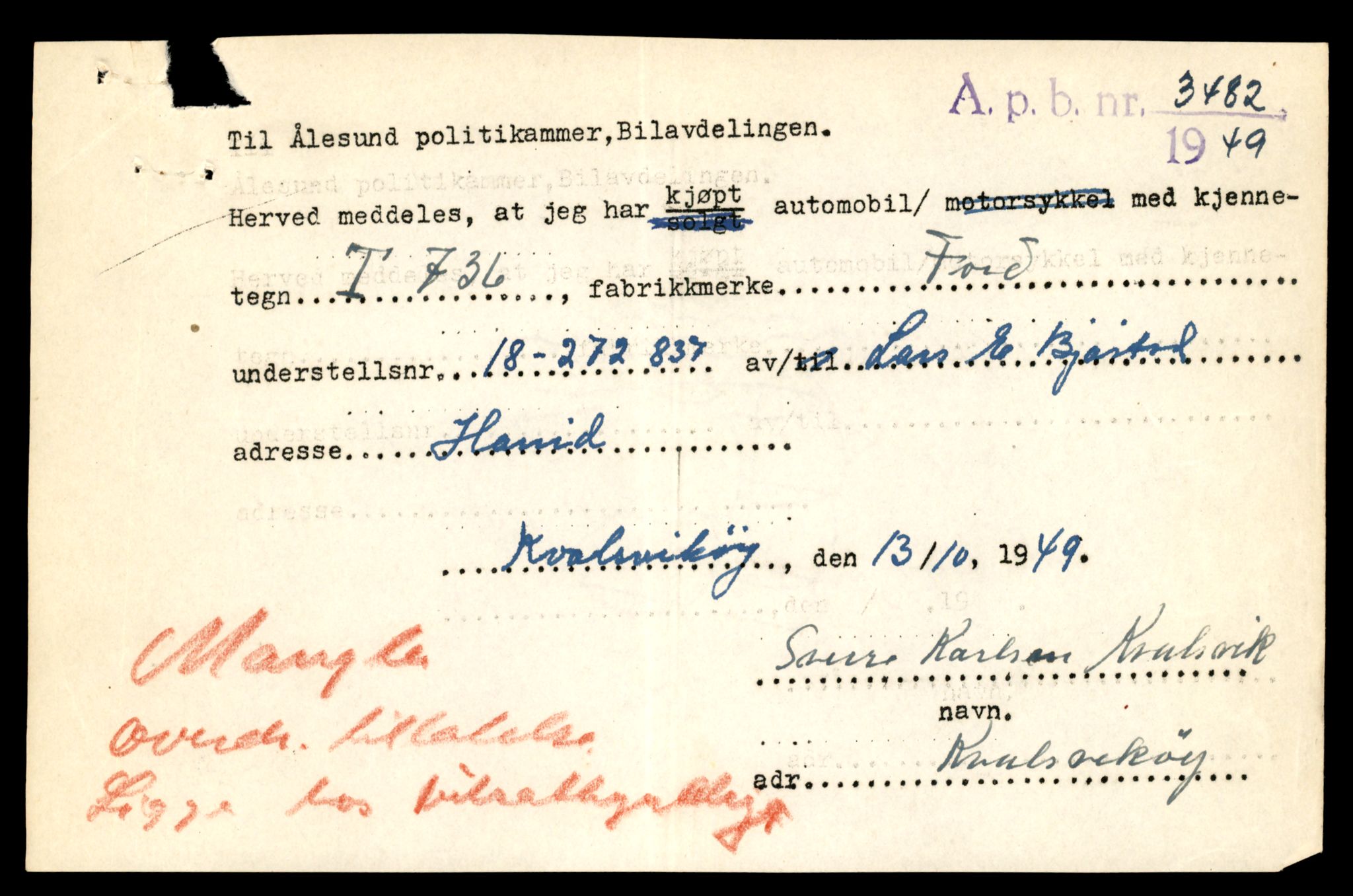 Møre og Romsdal vegkontor - Ålesund trafikkstasjon, AV/SAT-A-4099/F/Fe/L0008: Registreringskort for kjøretøy T 747 - T 894, 1927-1998, p. 2780