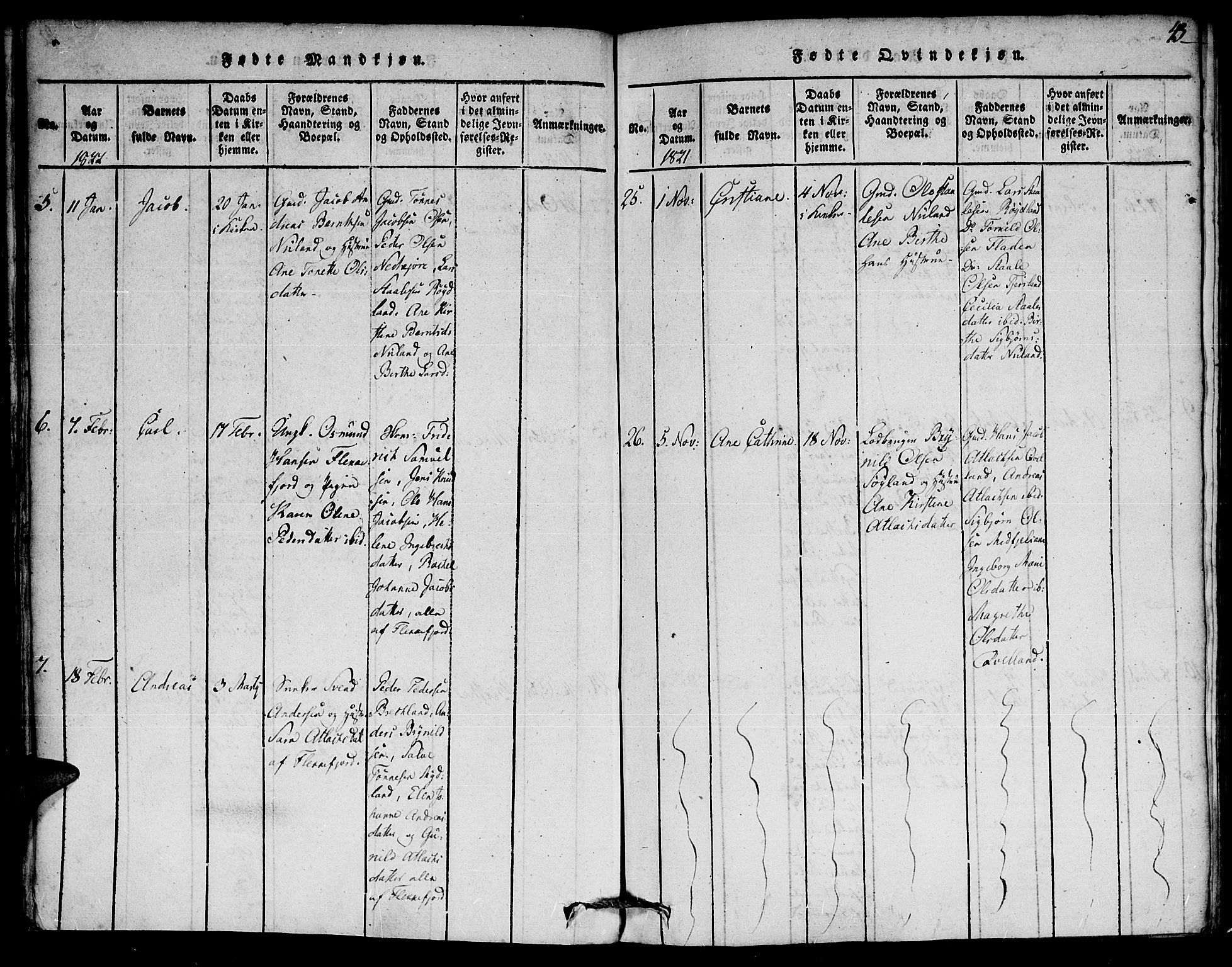 Flekkefjord sokneprestkontor, AV/SAK-1111-0012/F/Fa/Fac/L0002: Parish register (official) no. A 2, 1815-1826, p. 43