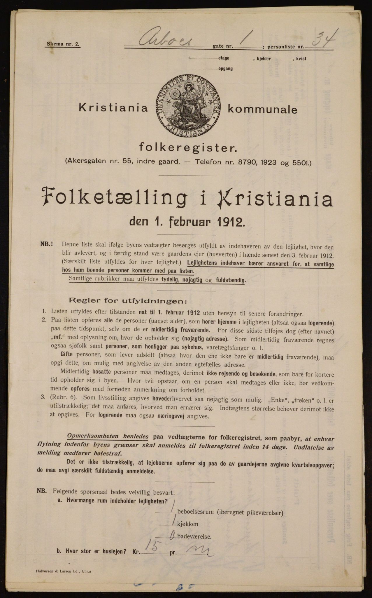 OBA, Municipal Census 1912 for Kristiania, 1912, p. 1669