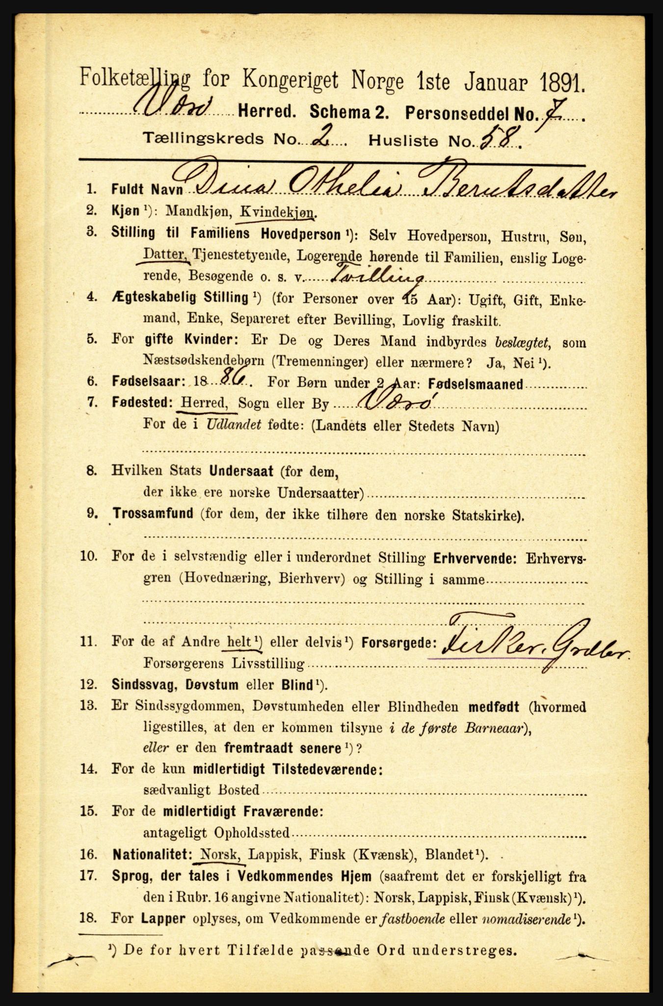 RA, 1891 census for 1857 Værøy, 1891, p. 680