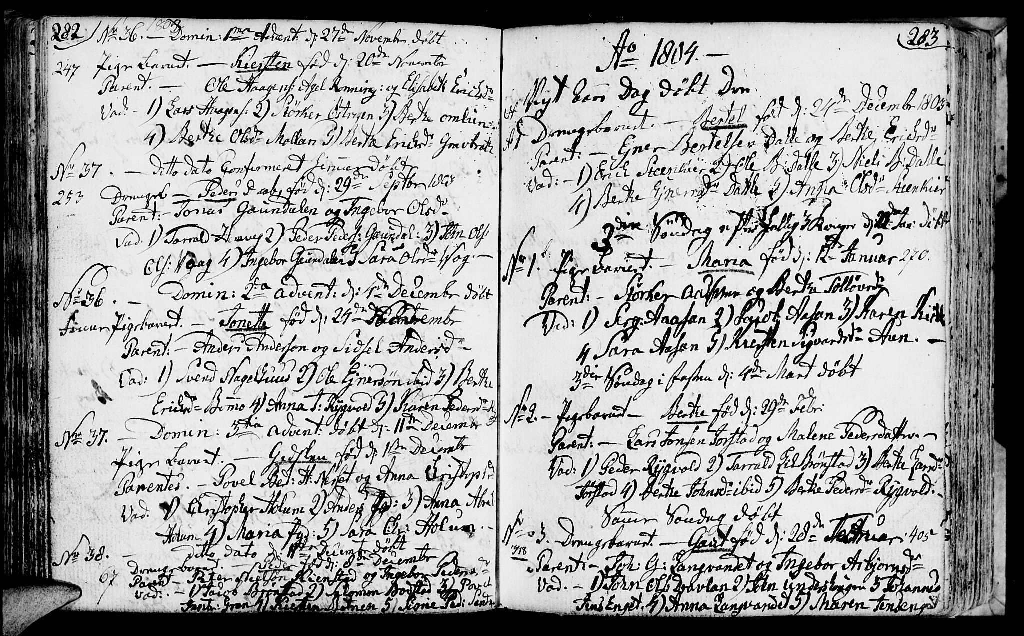 Ministerialprotokoller, klokkerbøker og fødselsregistre - Nord-Trøndelag, SAT/A-1458/749/L0468: Parish register (official) no. 749A02, 1787-1817, p. 282-283