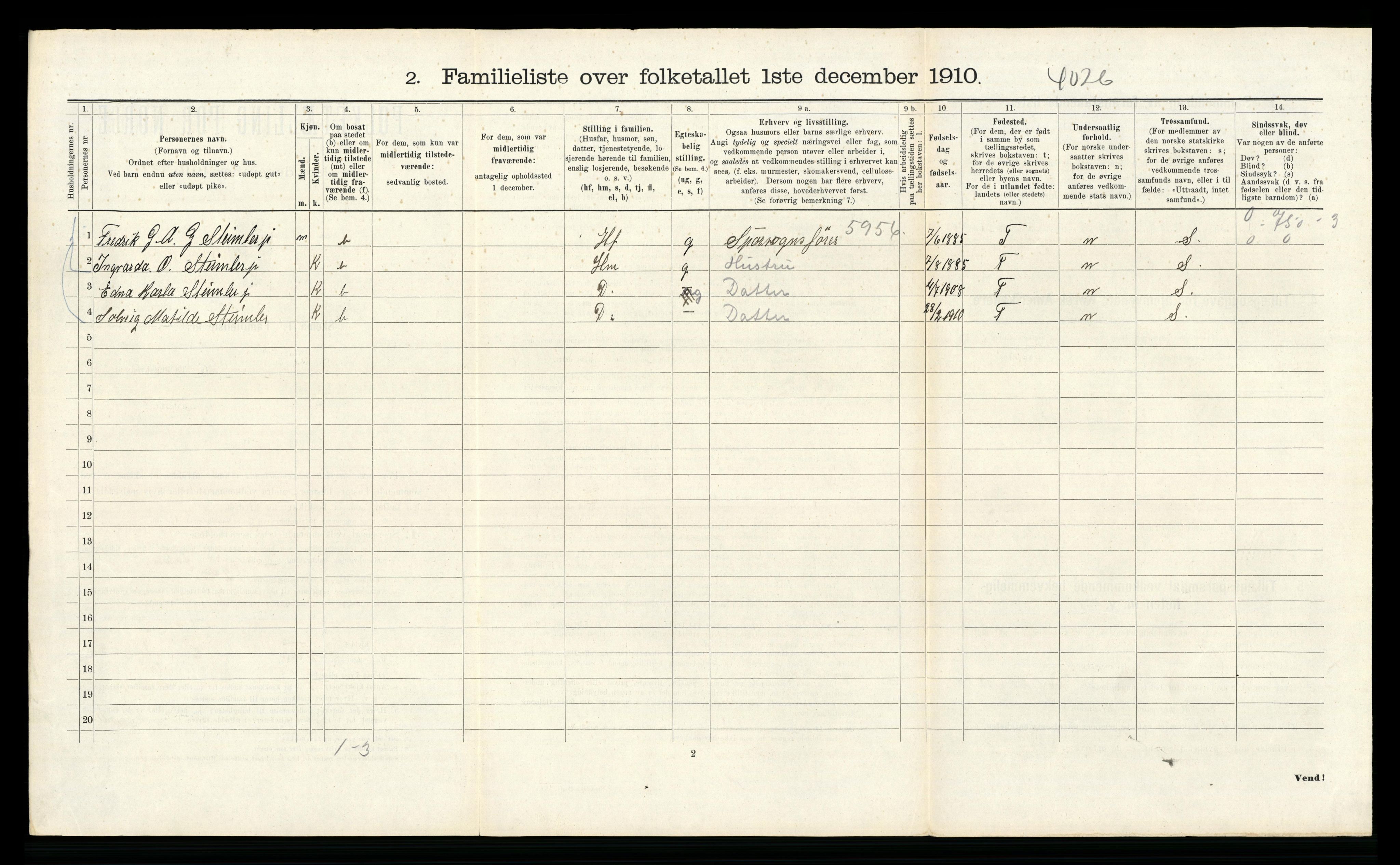 RA, 1910 census for Bergen, 1910, p. 31582