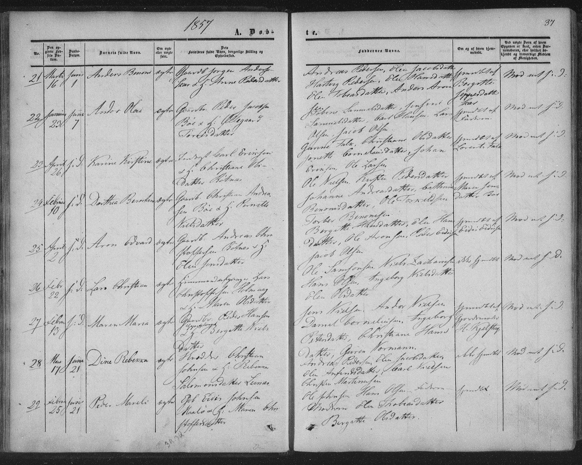 Ministerialprotokoller, klokkerbøker og fødselsregistre - Nordland, AV/SAT-A-1459/855/L0800: Parish register (official) no. 855A08, 1852-1864, p. 37