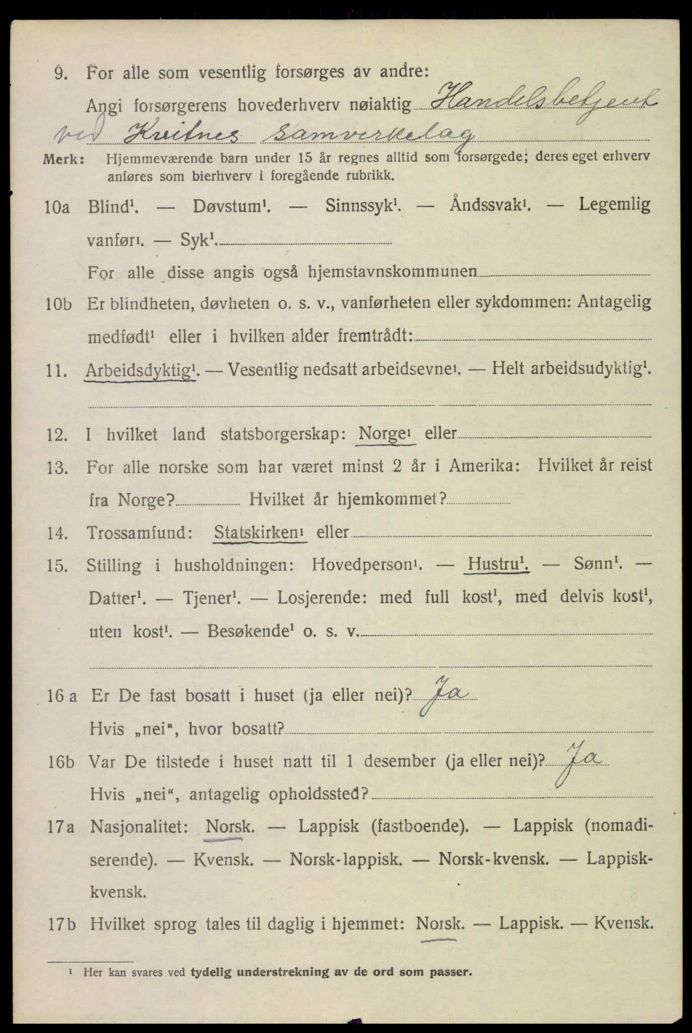 SAT, 1920 census for Hadsel, 1920, p. 3661