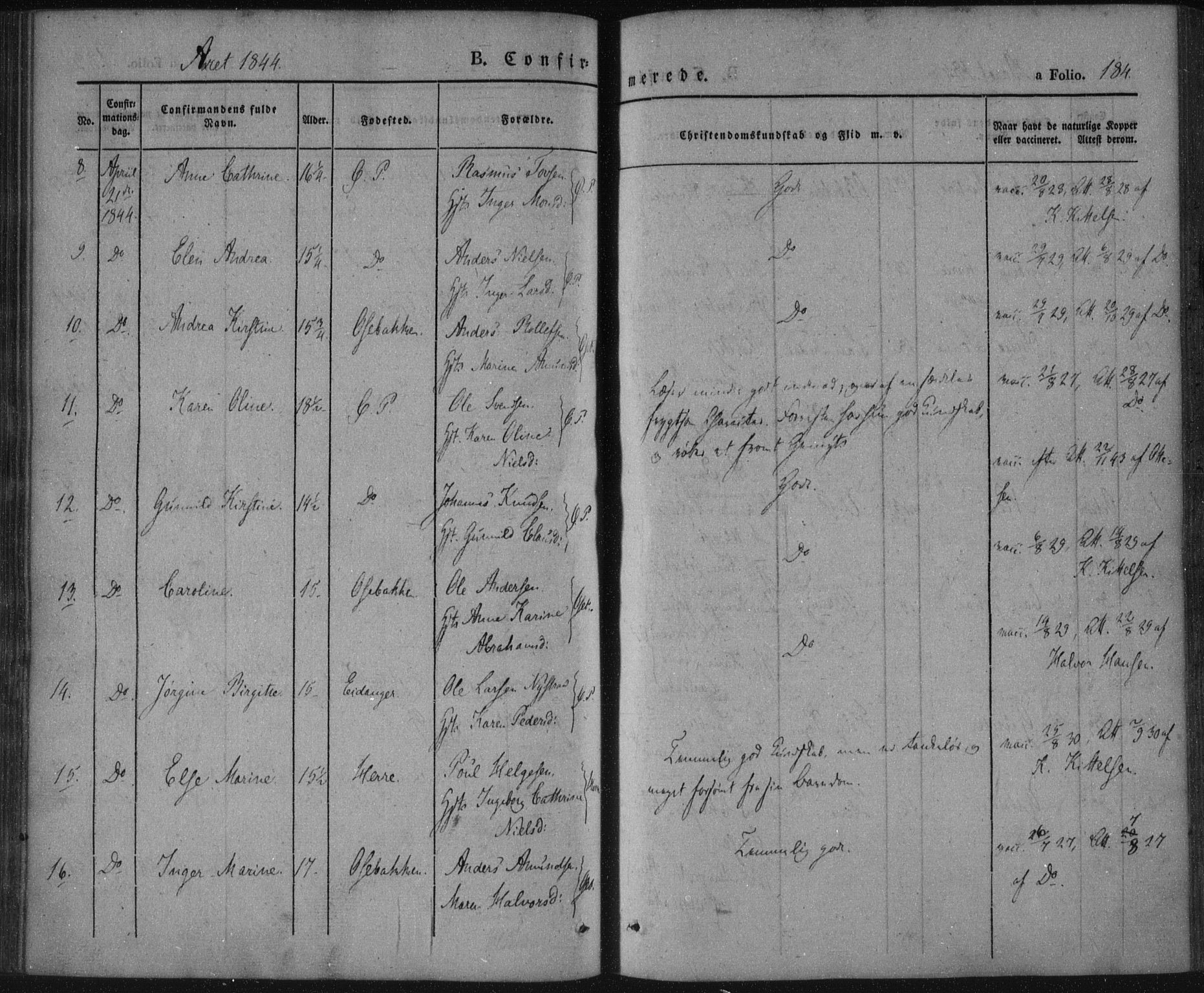 Porsgrunn kirkebøker , AV/SAKO-A-104/F/Fa/L0006: Parish register (official) no. 6, 1841-1857, p. 184