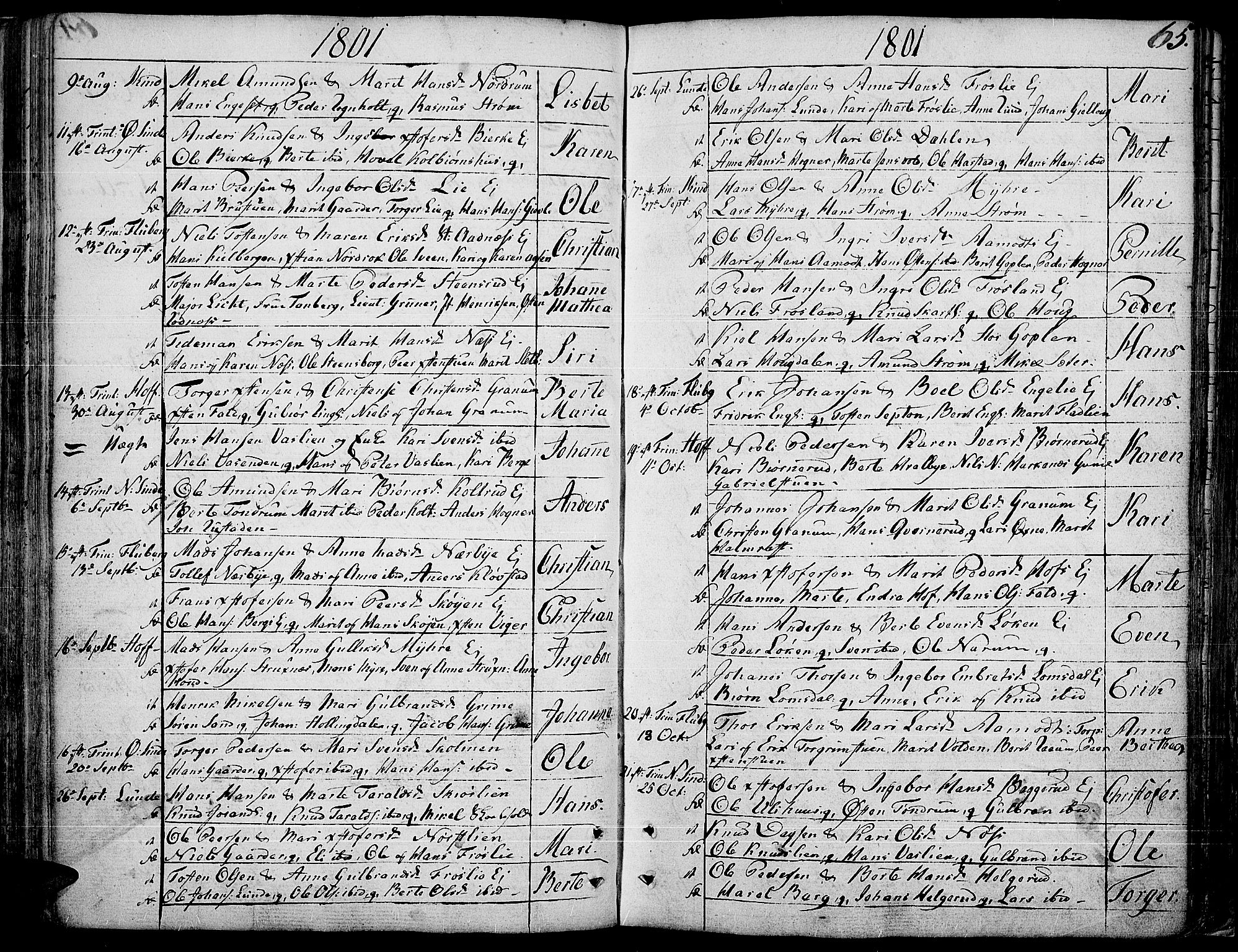 Land prestekontor, AV/SAH-PREST-120/H/Ha/Haa/L0006: Parish register (official) no. 6, 1784-1813, p. 65