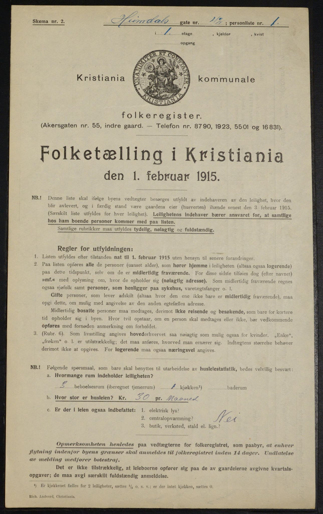 OBA, Municipal Census 1915 for Kristiania, 1915, p. 37039