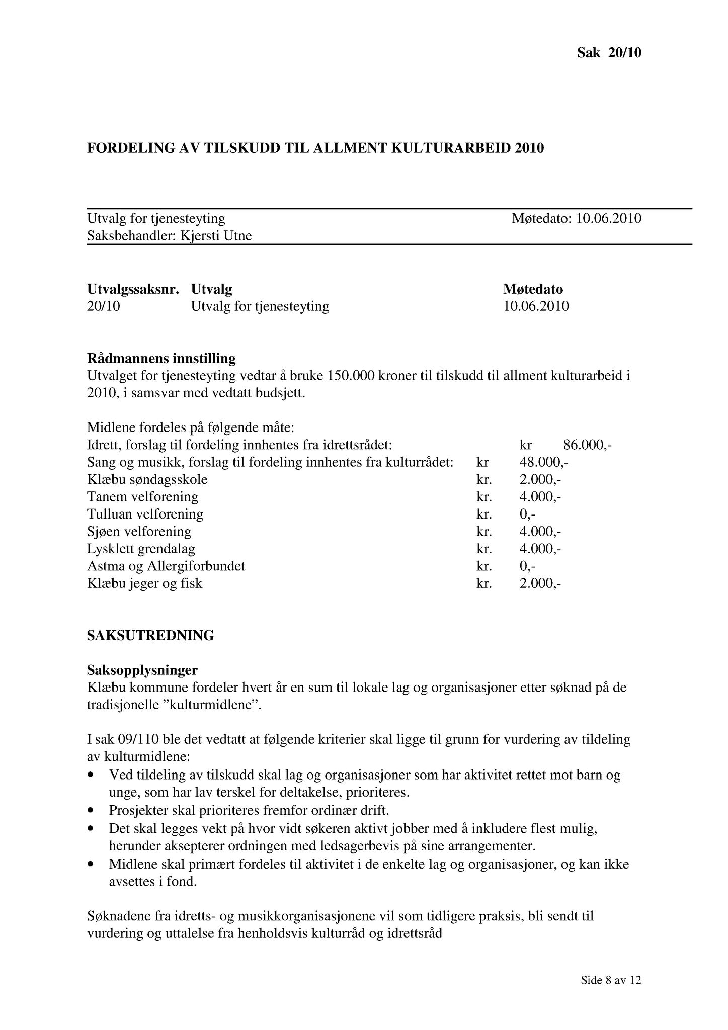 Klæbu Kommune, TRKO/KK/14-UTY/L003: Utvalg for tjenesteyting - Møtedokumenter, 2010, p. 62