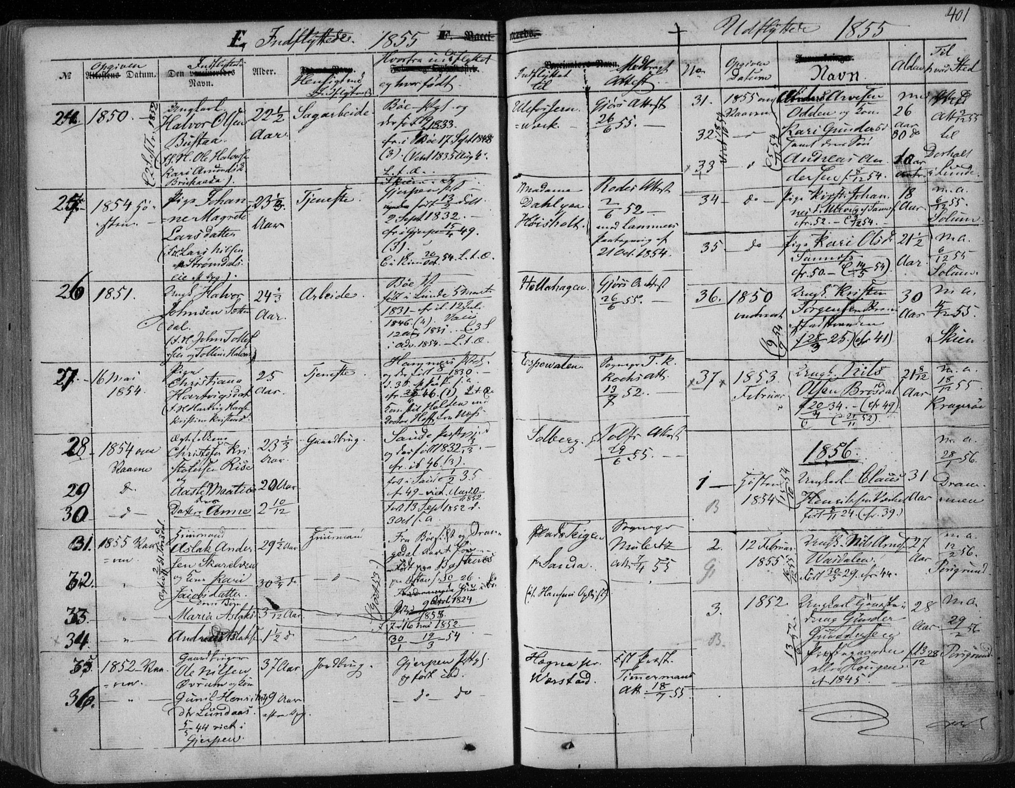 Holla kirkebøker, SAKO/A-272/F/Fa/L0005: Parish register (official) no. 5, 1849-1860, p. 401