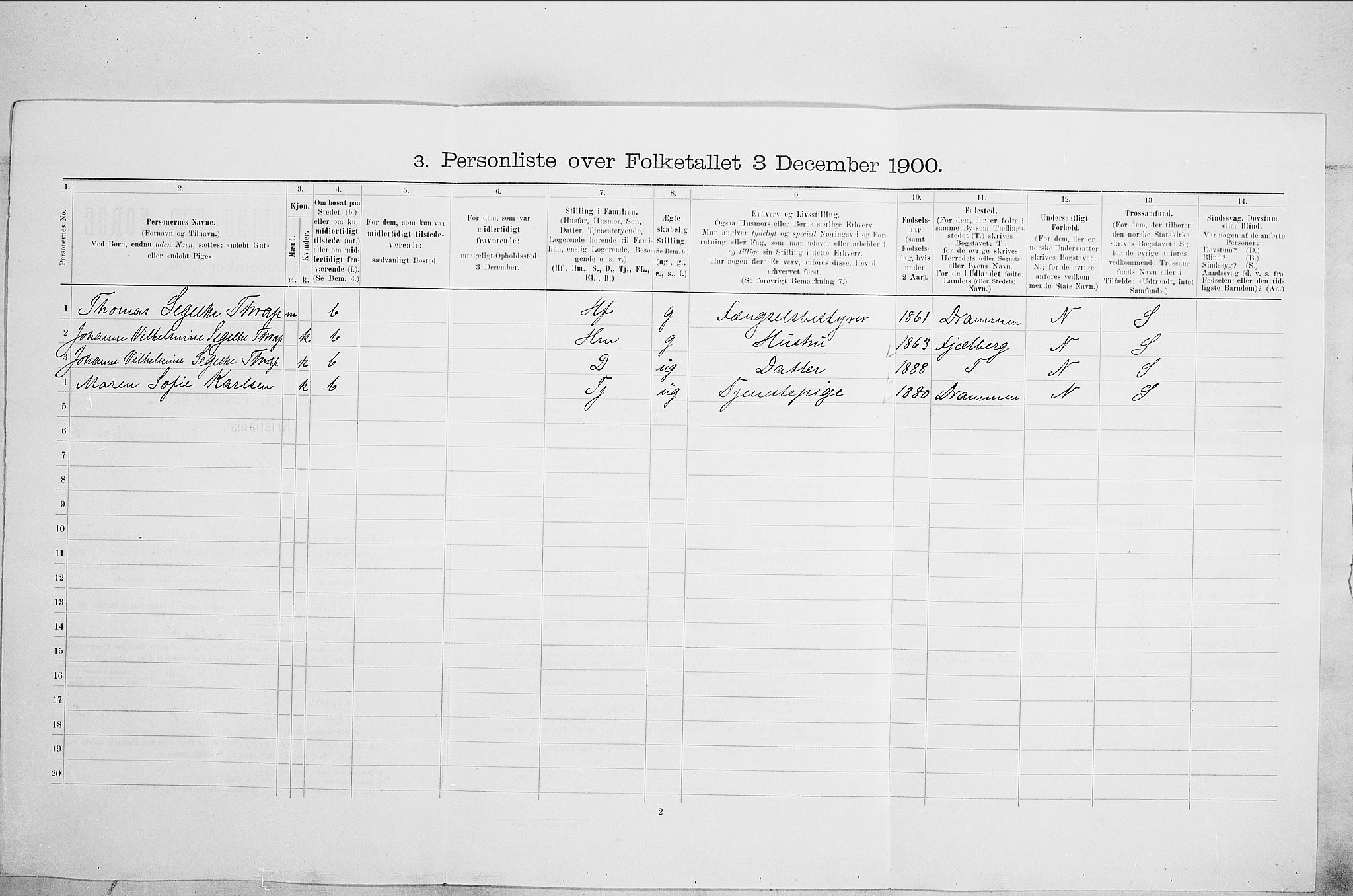 SAO, 1900 census for Kristiania, 1900, p. 62001