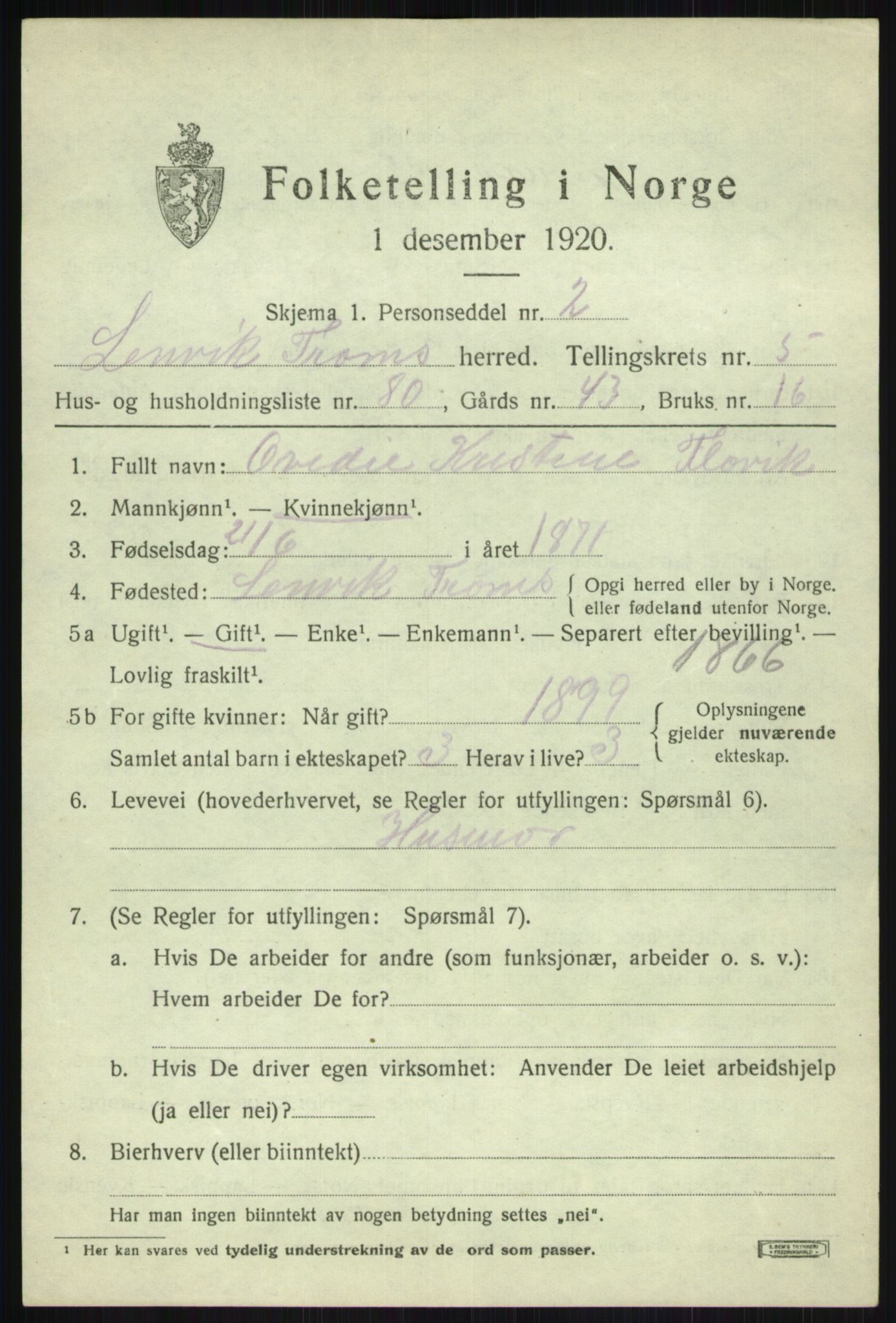 SATØ, 1920 census for Lenvik, 1920, p. 7818