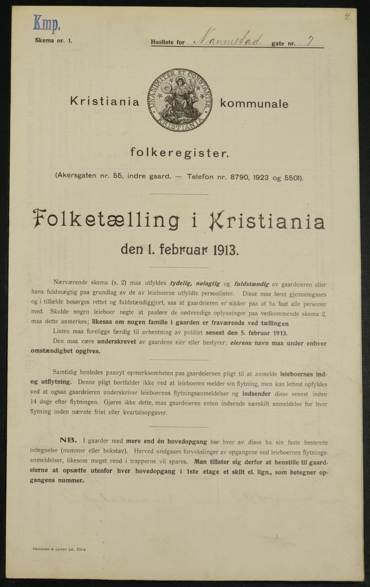 OBA, Municipal Census 1913 for Kristiania, 1913, p. 69096