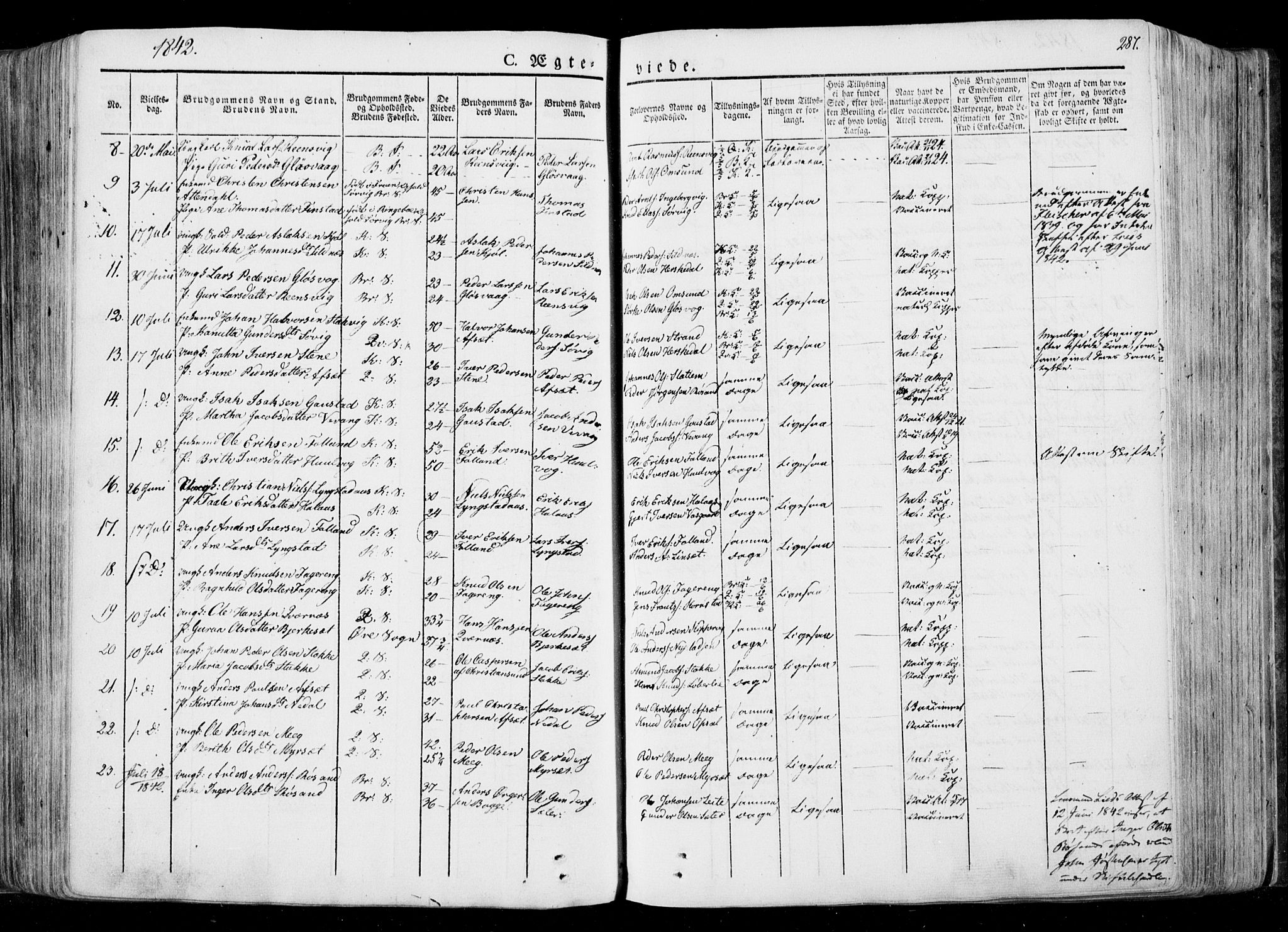 Ministerialprotokoller, klokkerbøker og fødselsregistre - Møre og Romsdal, AV/SAT-A-1454/568/L0803: Parish register (official) no. 568A10, 1830-1853, p. 287
