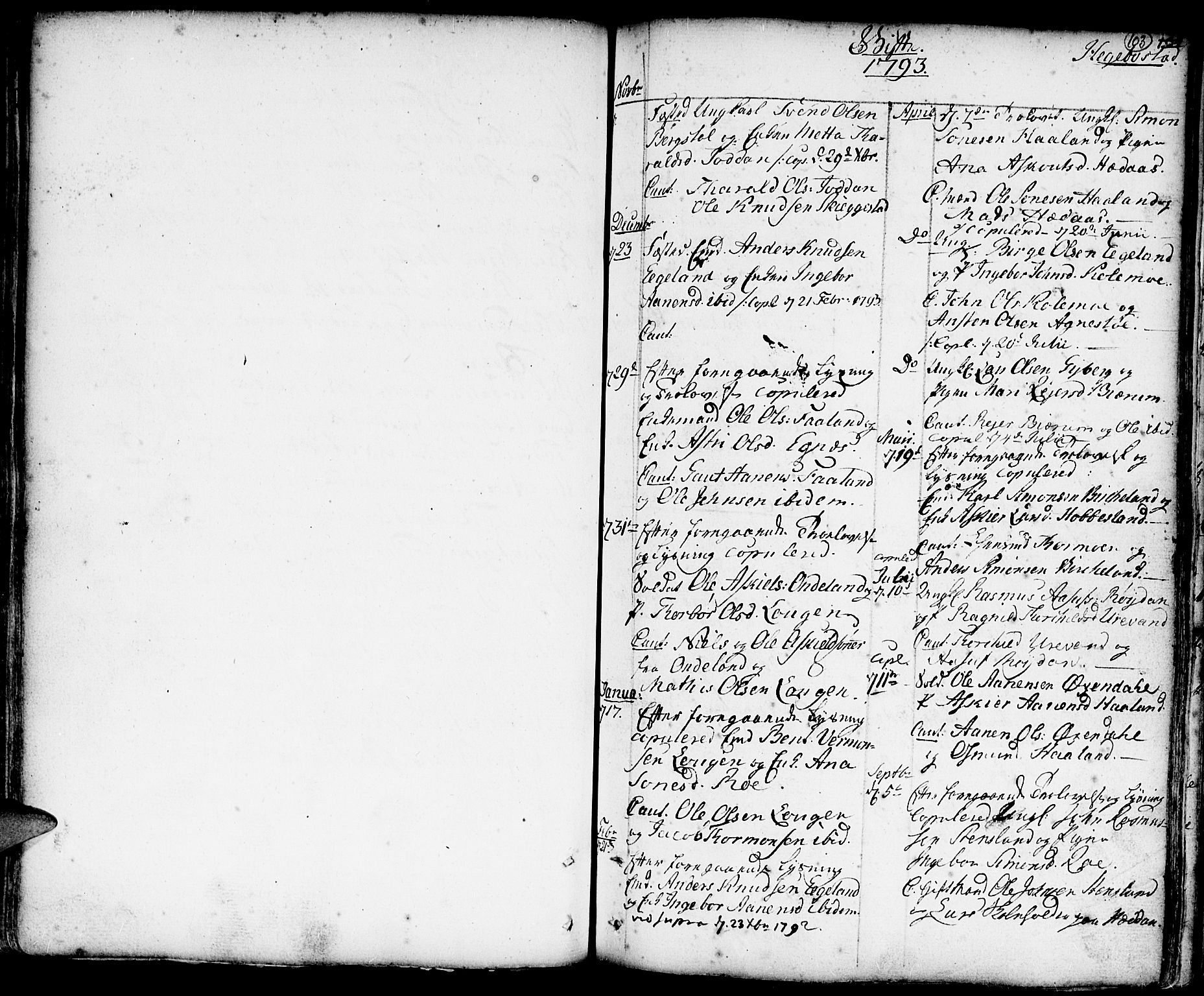 Hægebostad sokneprestkontor, SAK/1111-0024/F/Fa/Faa/L0001: Parish register (official) no. A 1 /1, 1760-1820, p. 103