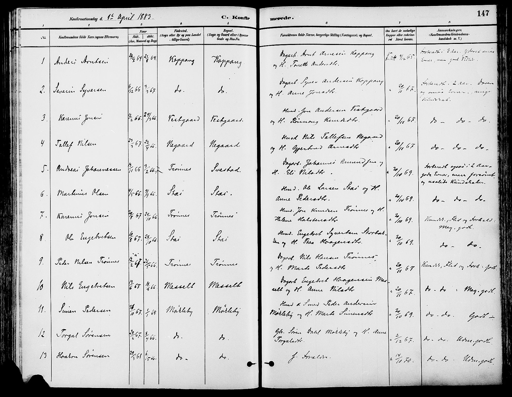 Stor-Elvdal prestekontor, SAH/PREST-052/H/Ha/Haa/L0002: Parish register (official) no. 2, 1882-1907, p. 147