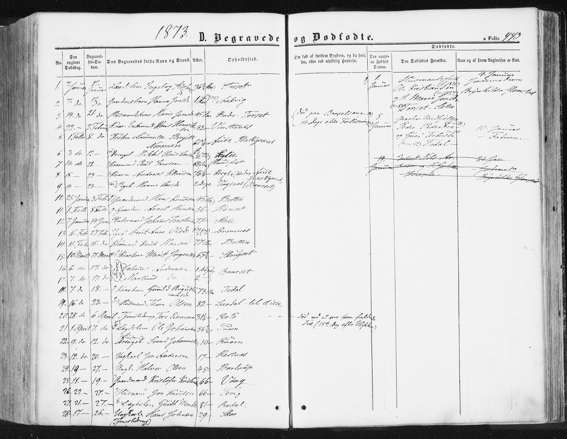 Ministerialprotokoller, klokkerbøker og fødselsregistre - Møre og Romsdal, AV/SAT-A-1454/578/L0905: Parish register (official) no. 578A04, 1859-1877, p. 443