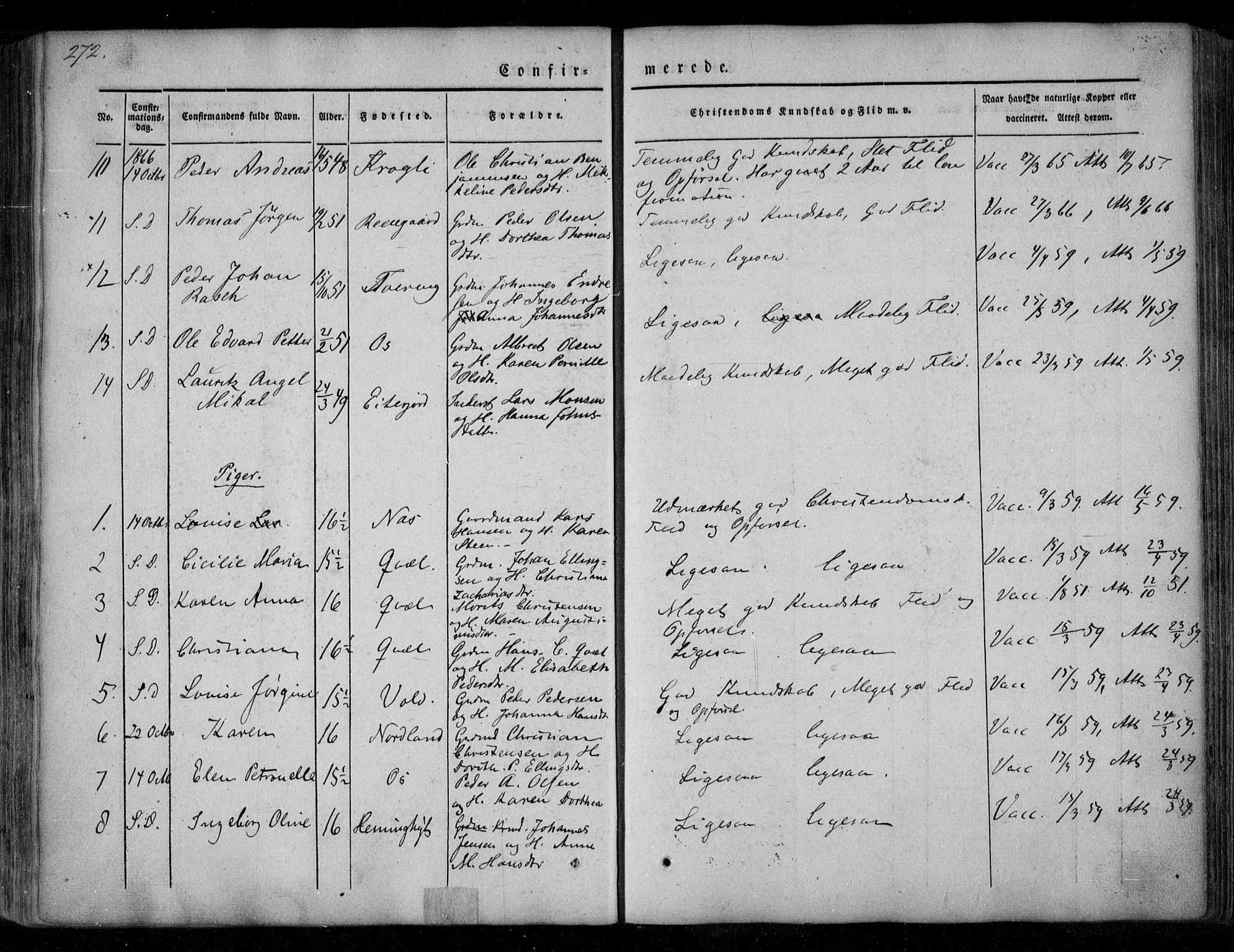 Ministerialprotokoller, klokkerbøker og fødselsregistre - Nordland, AV/SAT-A-1459/846/L0644: Parish register (official) no. 846A02, 1837-1872, p. 272