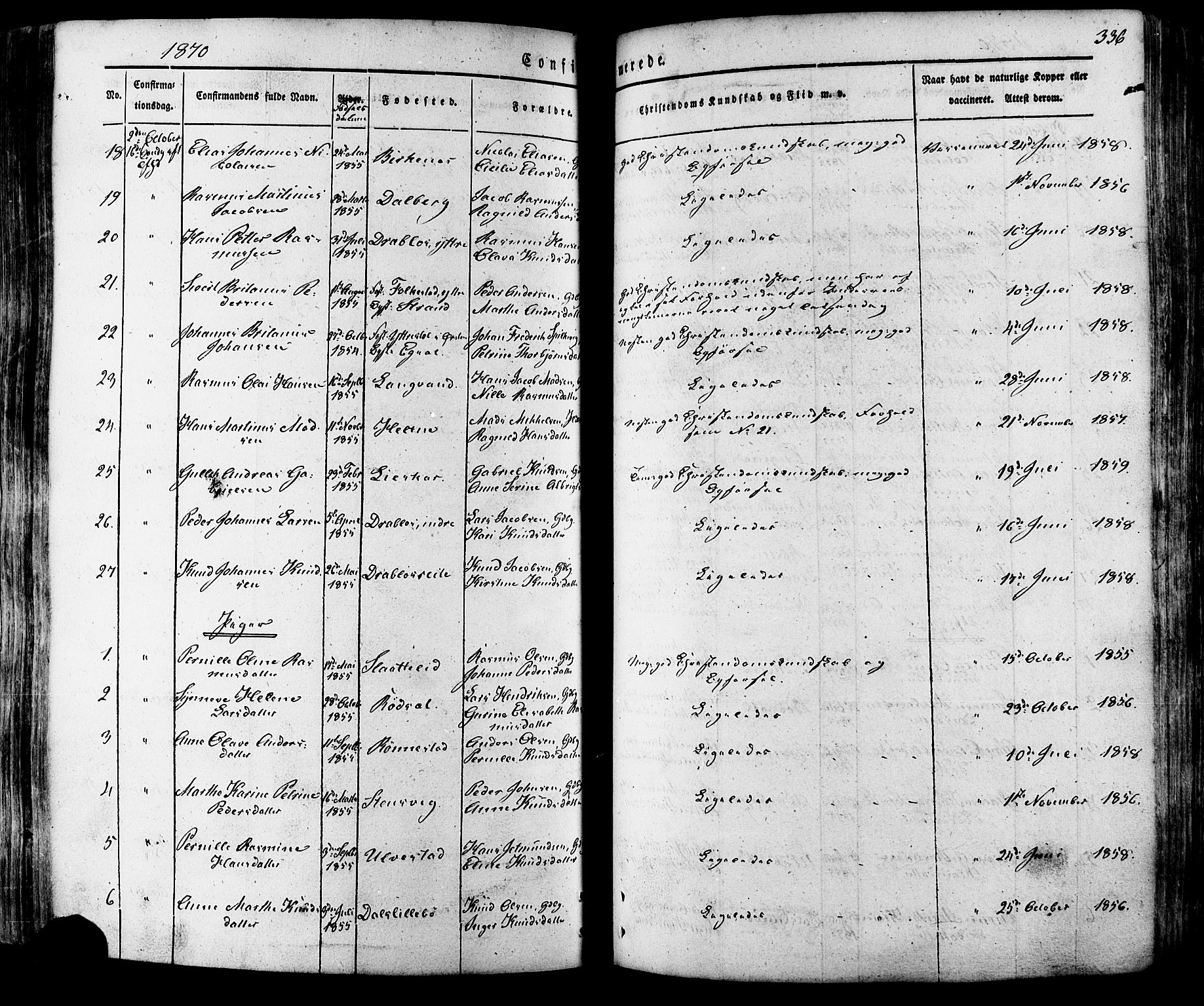 Ministerialprotokoller, klokkerbøker og fødselsregistre - Møre og Romsdal, SAT/A-1454/511/L0140: Parish register (official) no. 511A07, 1851-1878, p. 336