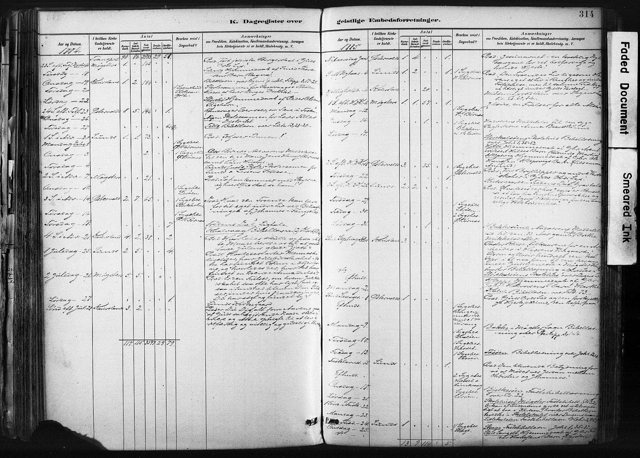 Sund sokneprestembete, SAB/A-99930: Parish register (official) no. B 1, 1882-1907, p. 314