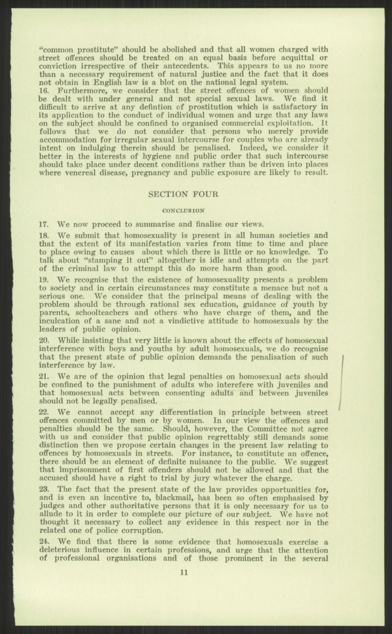 Justisdepartementet, Lovavdelingen, AV/RA-S-3212/D/De/L0029/0001: Straffeloven / Straffelovens revisjon: 5 - Ot. prp. nr.  41 - 1945: Homoseksualiet. 3 mapper, 1956-1970, p. 107