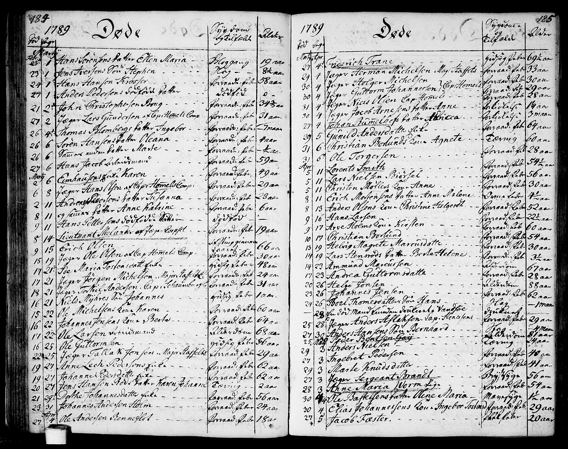 Moss prestekontor Kirkebøker, SAO/A-2003/F/Fa/L0004: Parish register (official) no. I 4, 1784-1808, p. 184-185