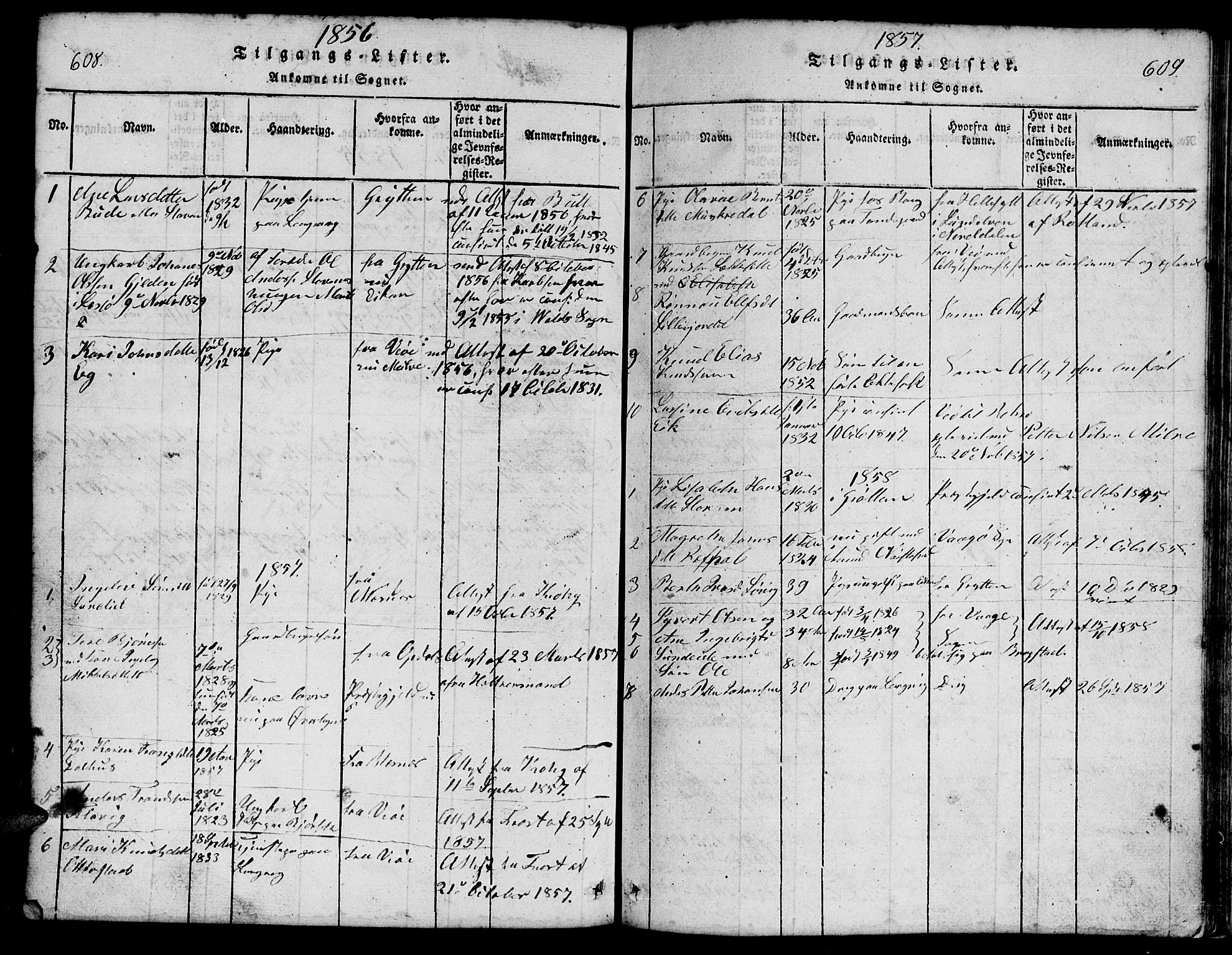 Ministerialprotokoller, klokkerbøker og fødselsregistre - Møre og Romsdal, SAT/A-1454/555/L0665: Parish register (copy) no. 555C01, 1818-1868, p. 608-609
