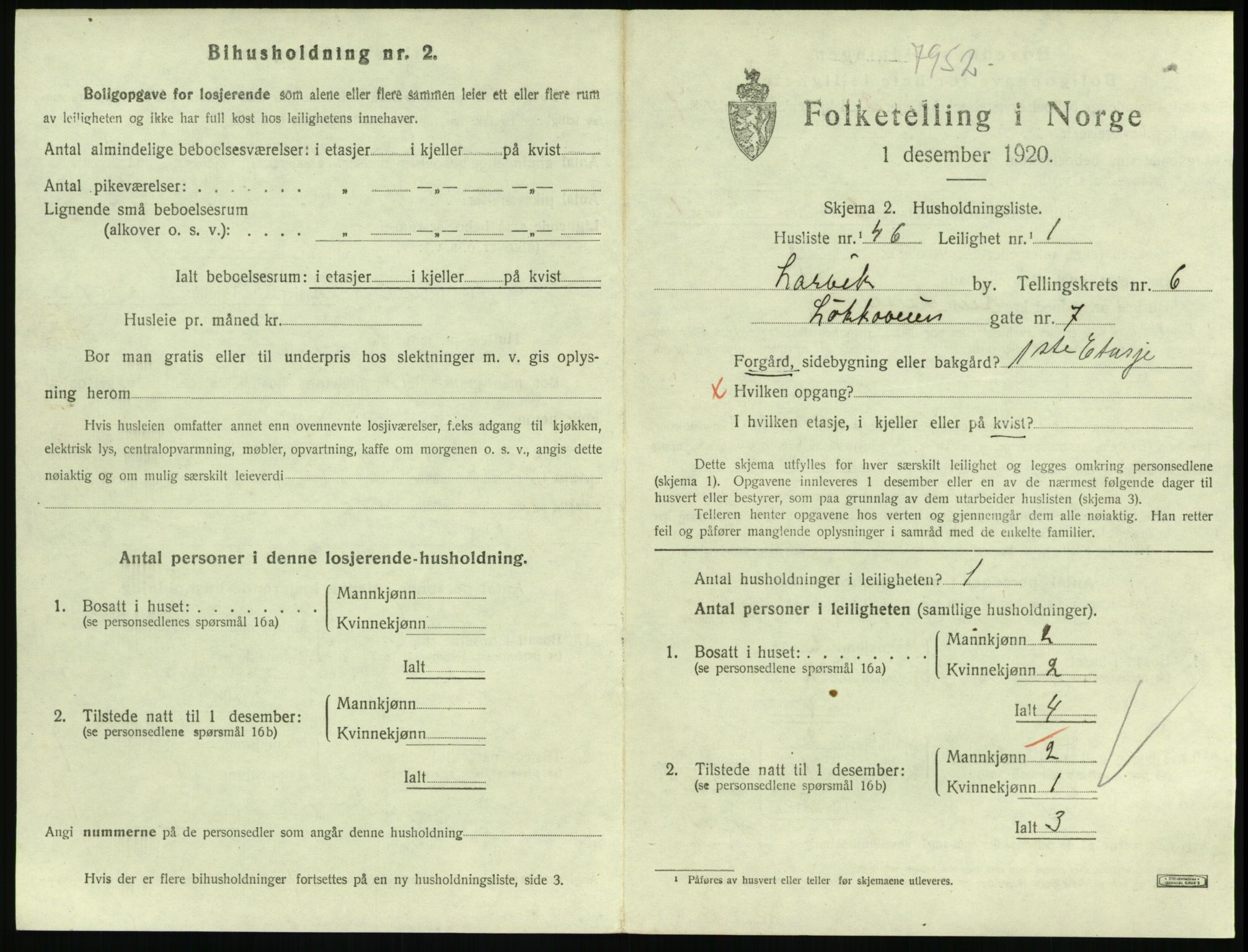 SAKO, 1920 census for Larvik, 1920, p. 5556