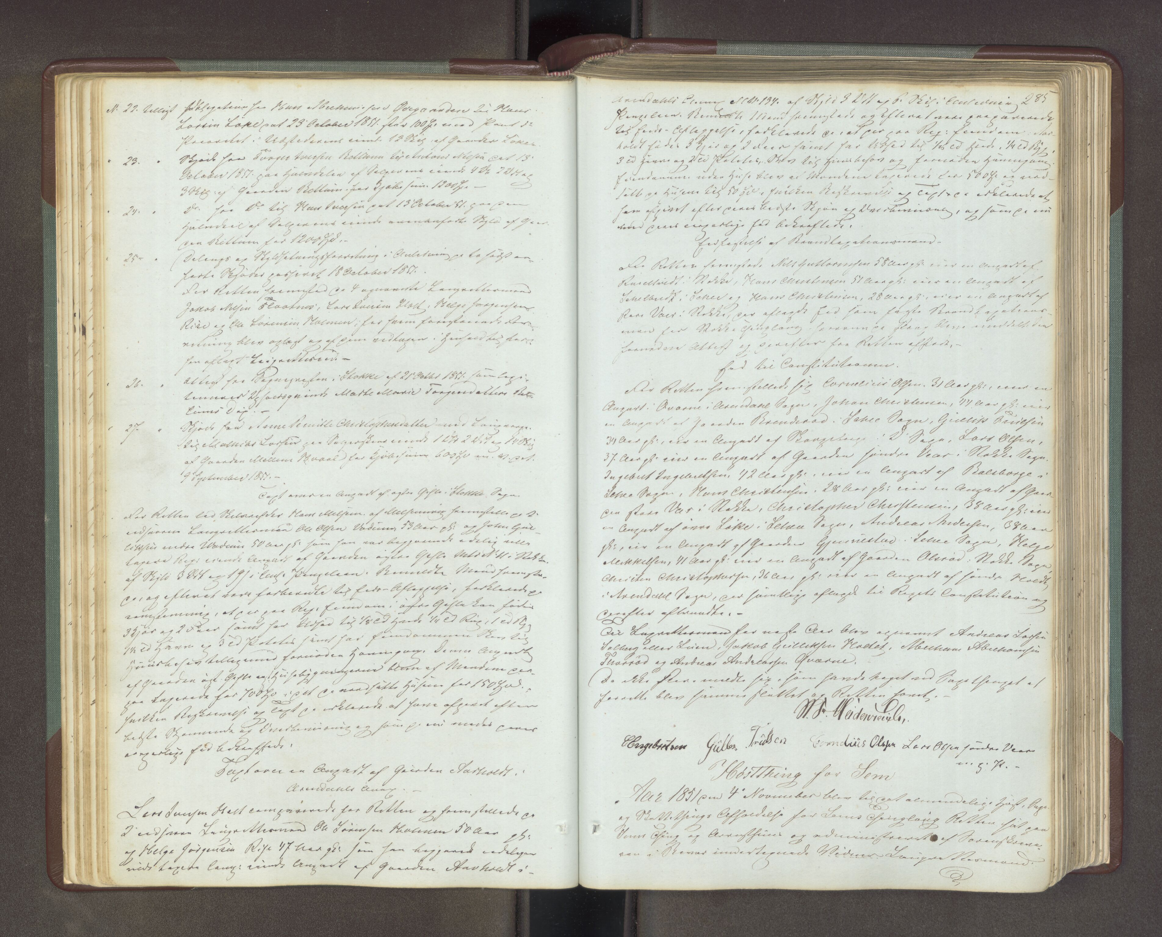 Søndre Jarlsberg sorenskriveri, AV/SAKO-A-129/F/Fa/L0034B: Tingbok, 1850-1856, p. 284b-285a