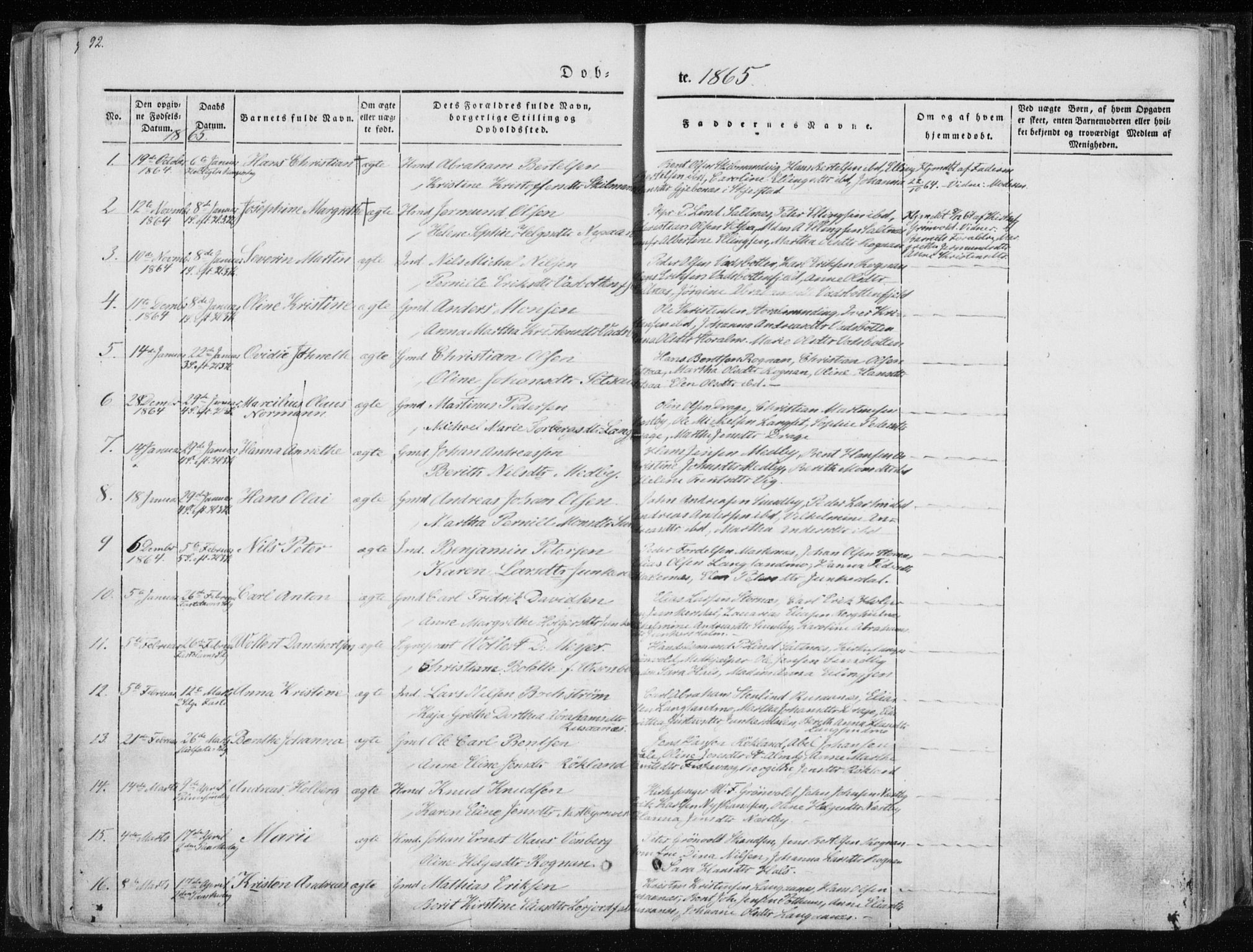 Ministerialprotokoller, klokkerbøker og fødselsregistre - Nordland, AV/SAT-A-1459/847/L0666: Parish register (official) no. 847A06, 1842-1871, p. 92