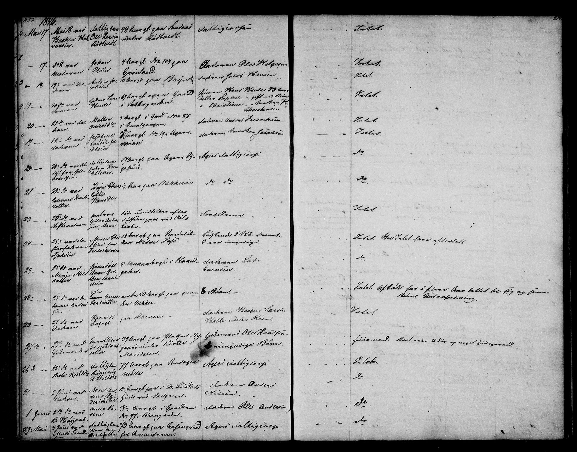 Aker sorenskriveri, AV/SAO-A-10895/H/Ha/Haa/L0002: Dødsanmeldelsesprotokoll, 1839-1850, p. 277-278