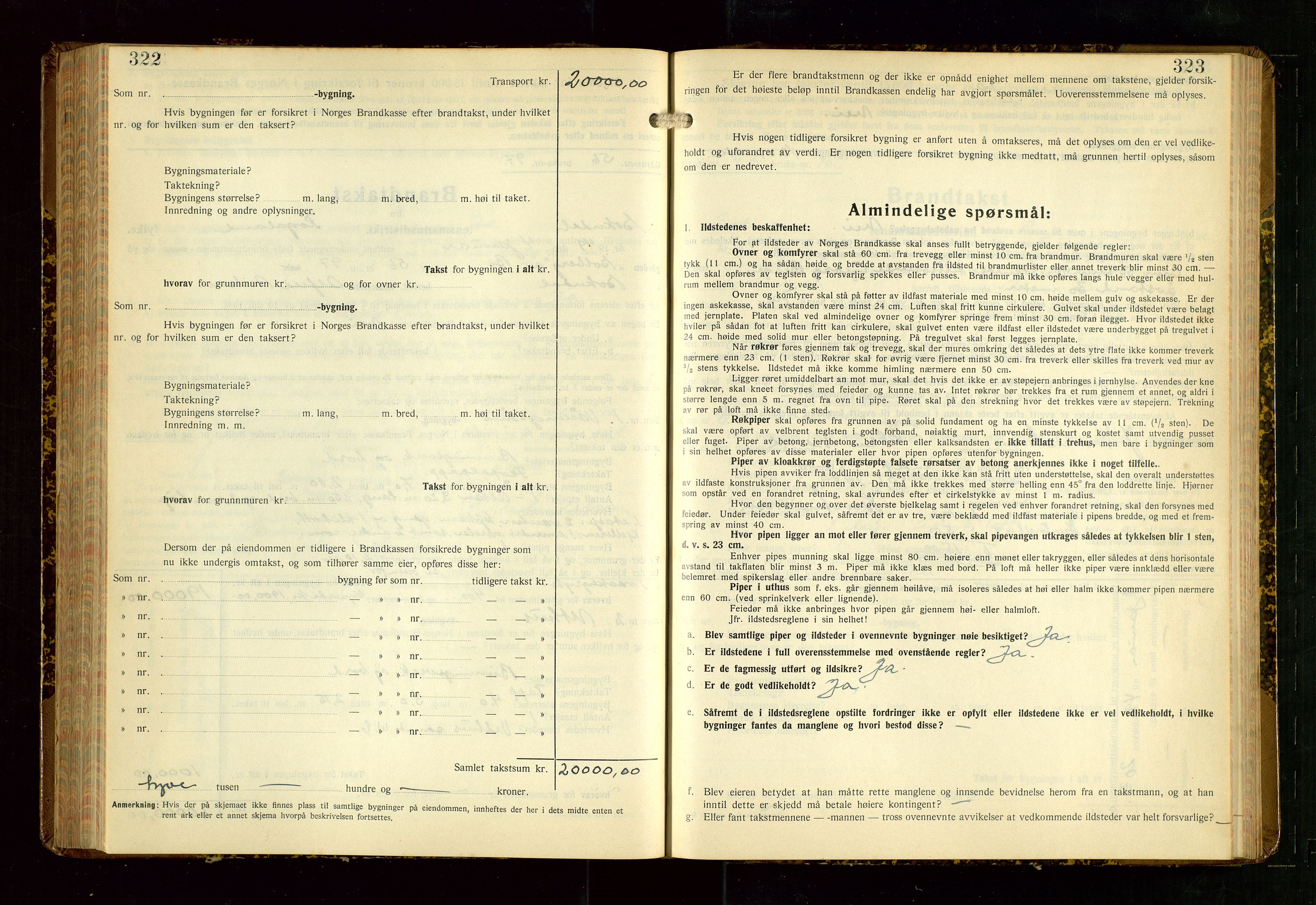 Sokndal lensmannskontor, SAST/A-100417/Gob/L0008: "Brandtakst-Protokoll", 1937-1955, p. 322-323