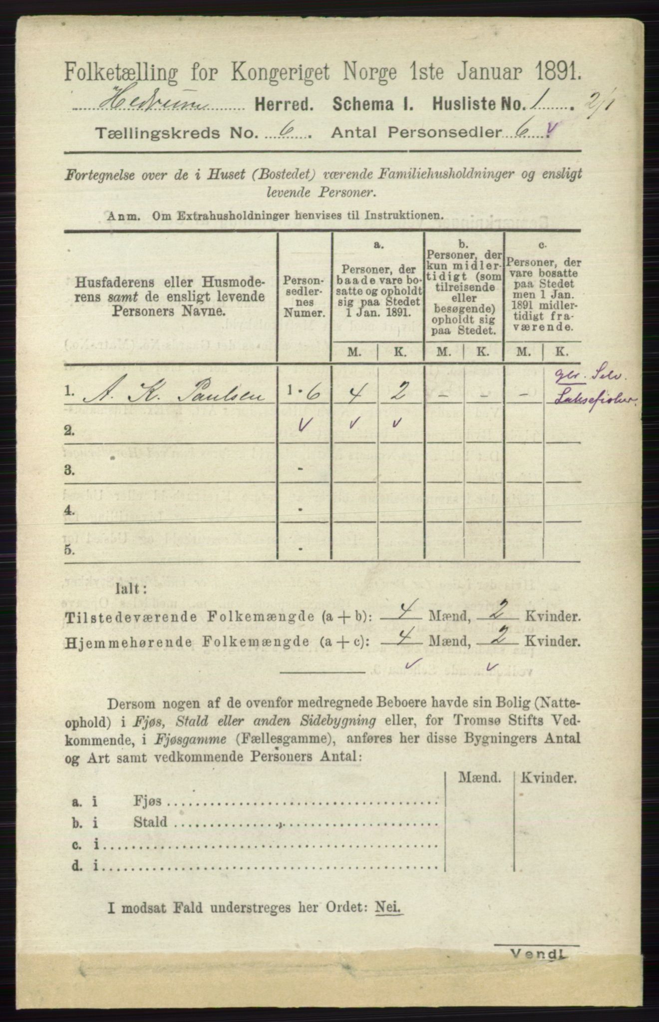 RA, 1891 census for 0727 Hedrum, 1891, p. 2477