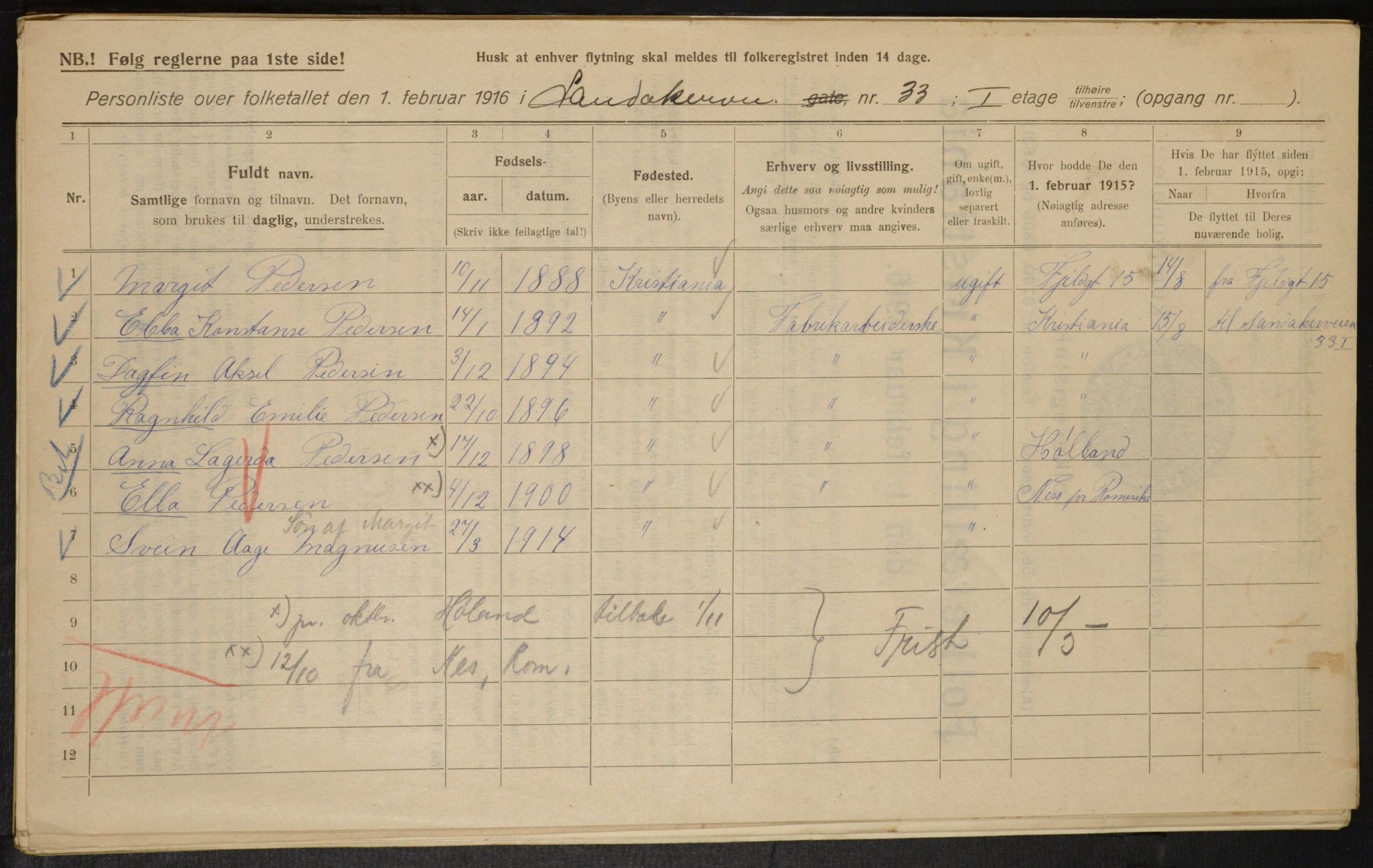 OBA, Municipal Census 1916 for Kristiania, 1916, p. 89253