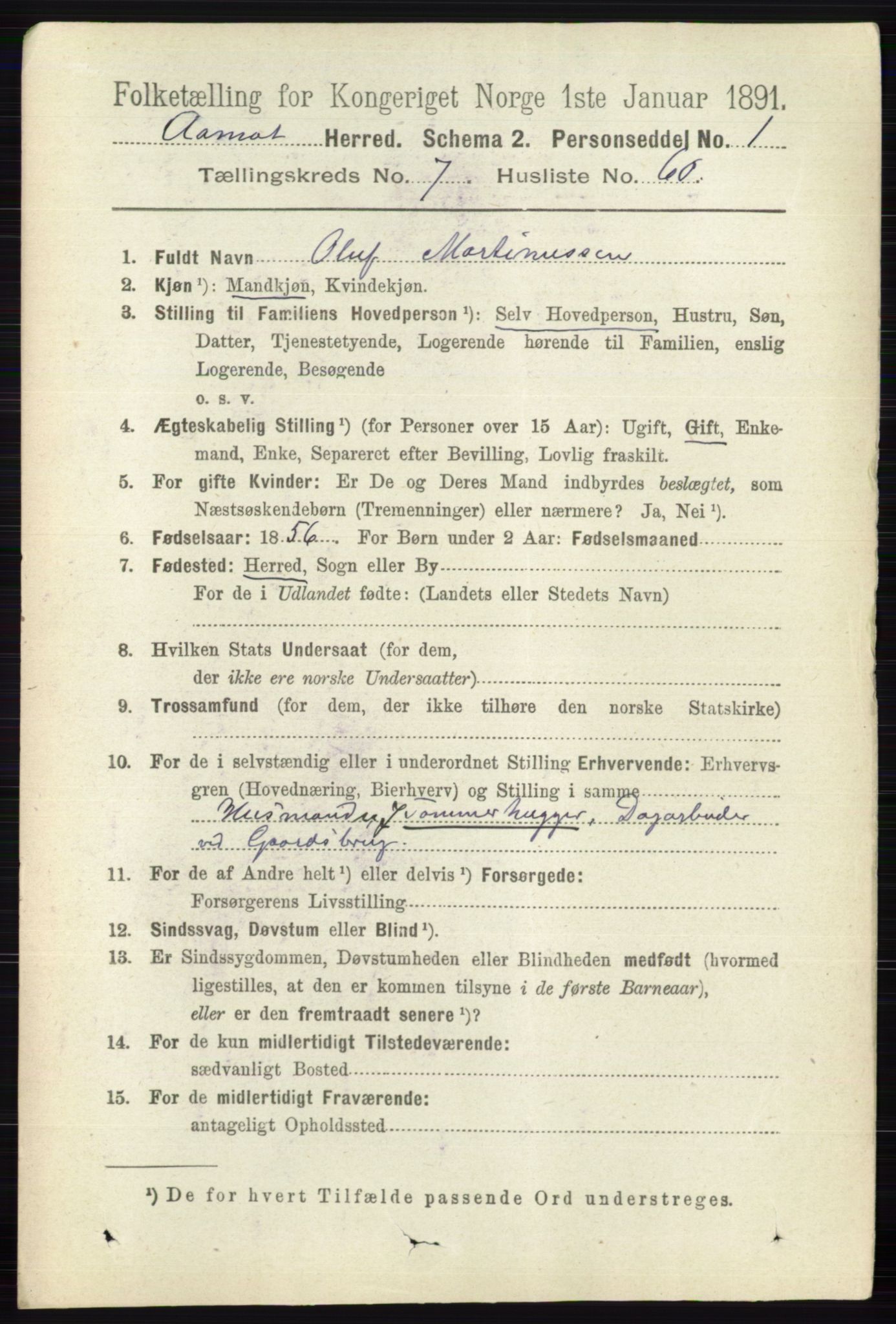 RA, 1891 census for 0429 Åmot, 1891, p. 3298