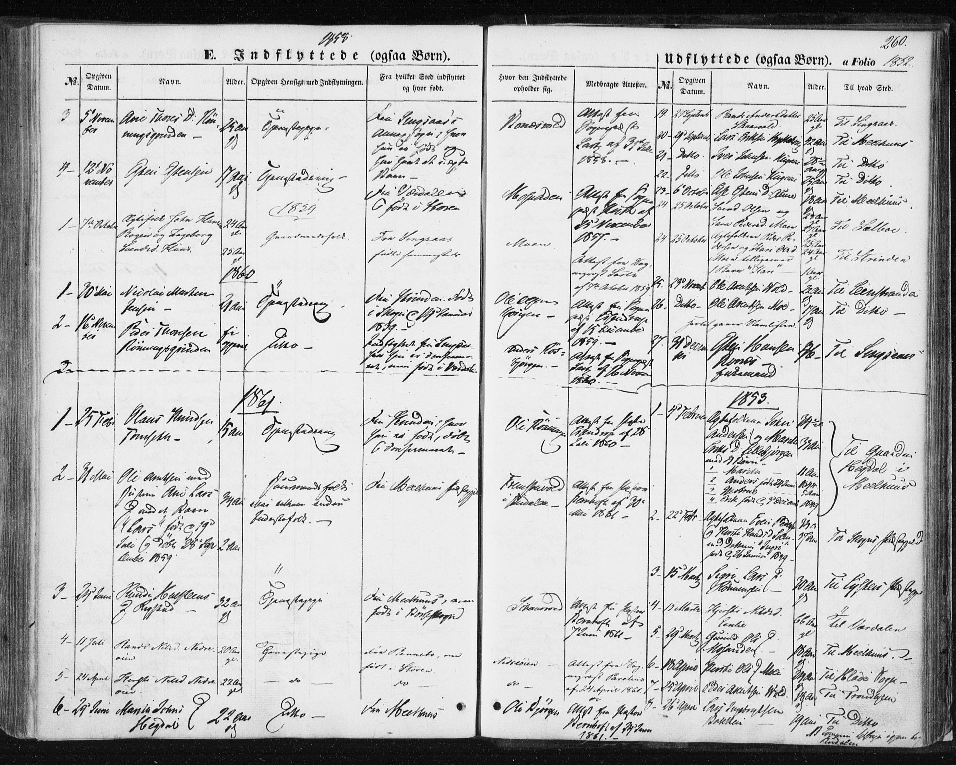 Ministerialprotokoller, klokkerbøker og fødselsregistre - Sør-Trøndelag, SAT/A-1456/687/L1000: Parish register (official) no. 687A06, 1848-1869, p. 260