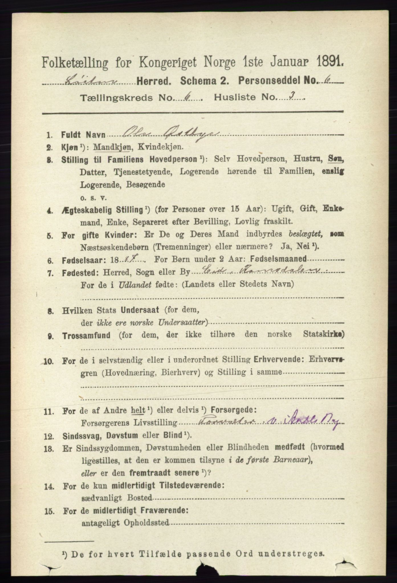 RA, 1891 census for 0415 Løten, 1891, p. 4018