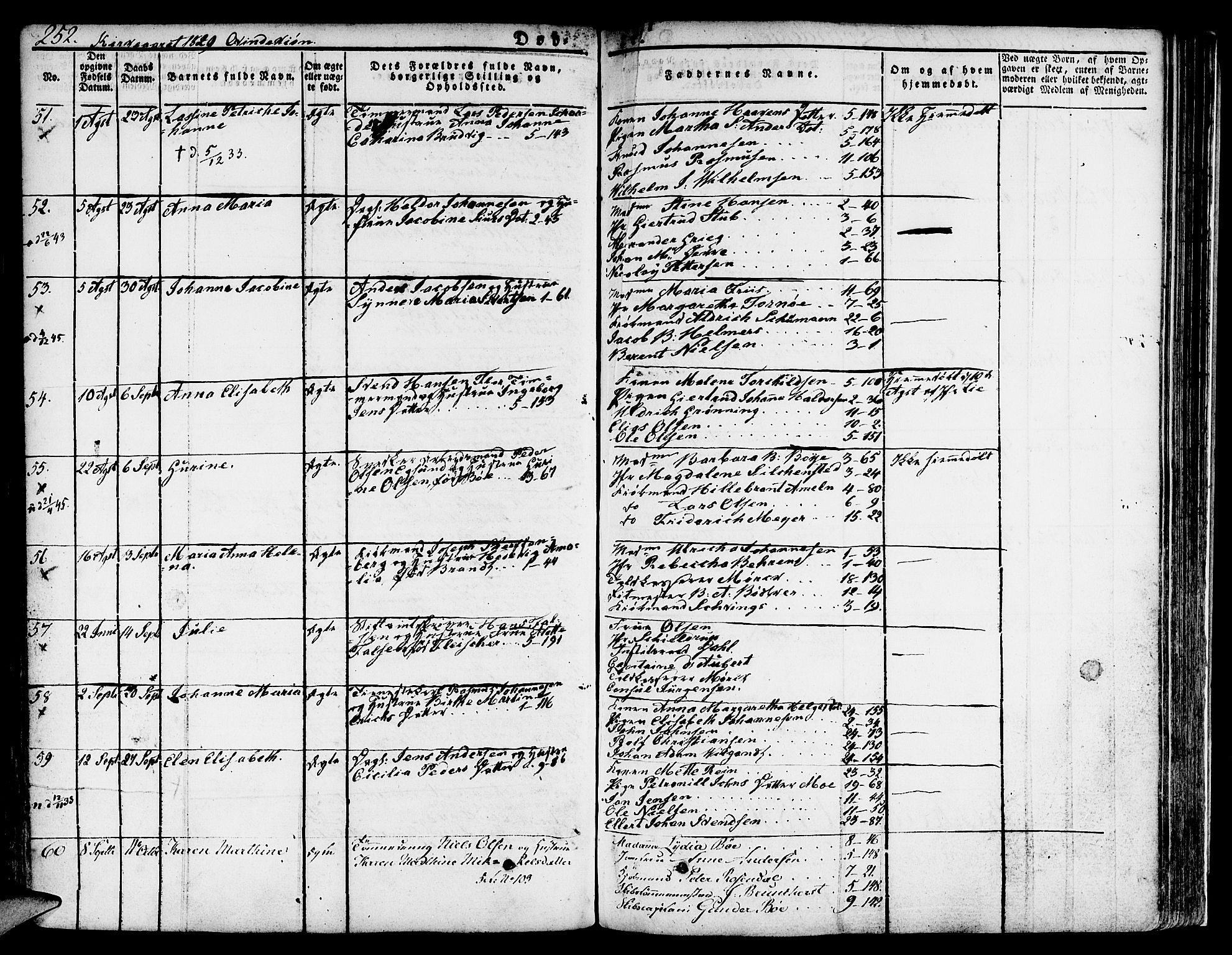 Nykirken Sokneprestembete, AV/SAB-A-77101/H/Hab: Parish register (copy) no. A 5I, 1821-1841, p. 252