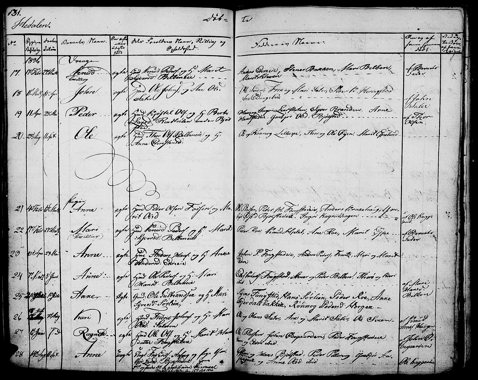 Vågå prestekontor, AV/SAH-PREST-076/H/Ha/Haa/L0004: Parish register (official) no. 4 /2, 1834-1842, p. 131